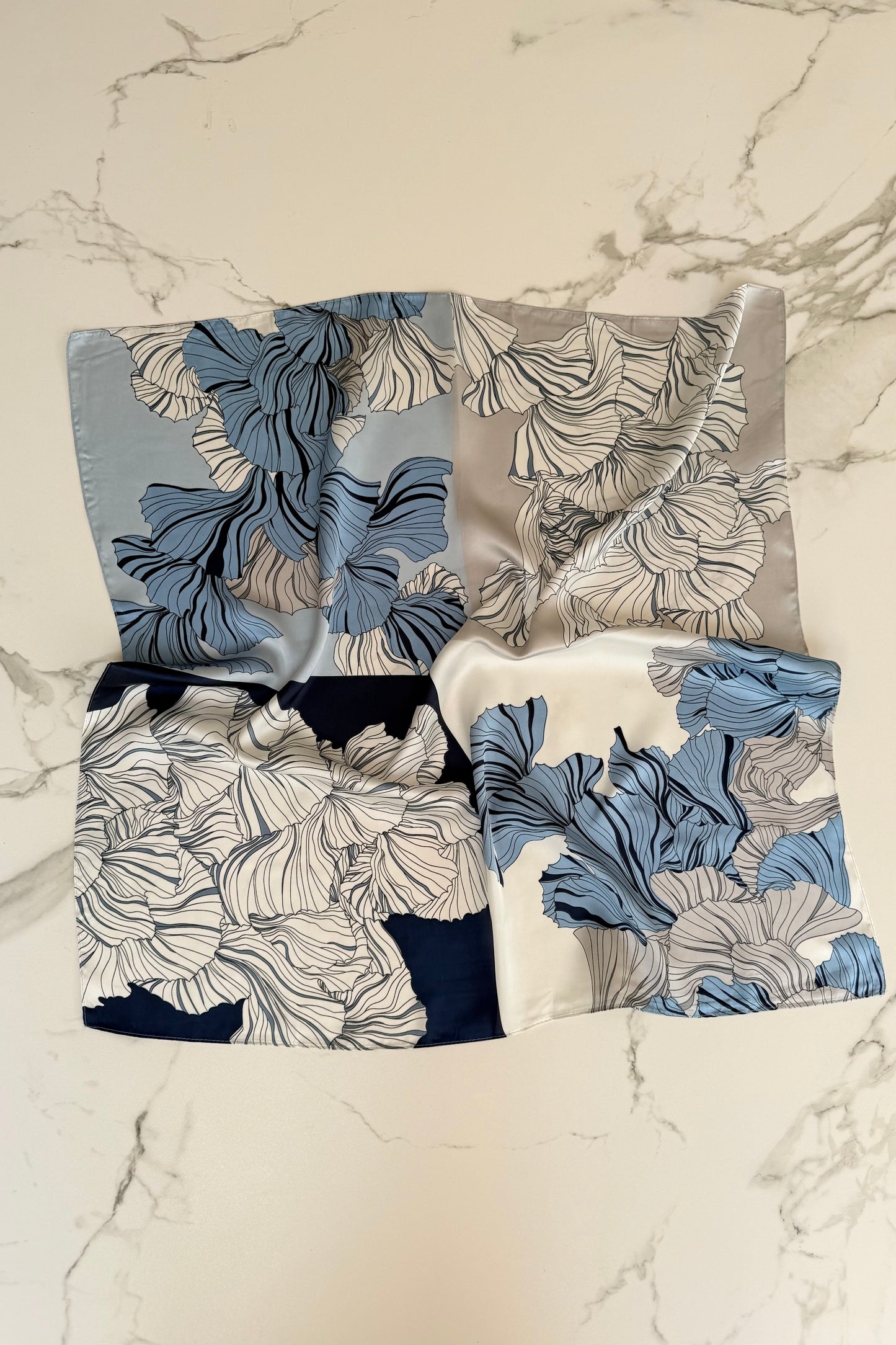 Vilja Silk Scarf -Big Blue Flower