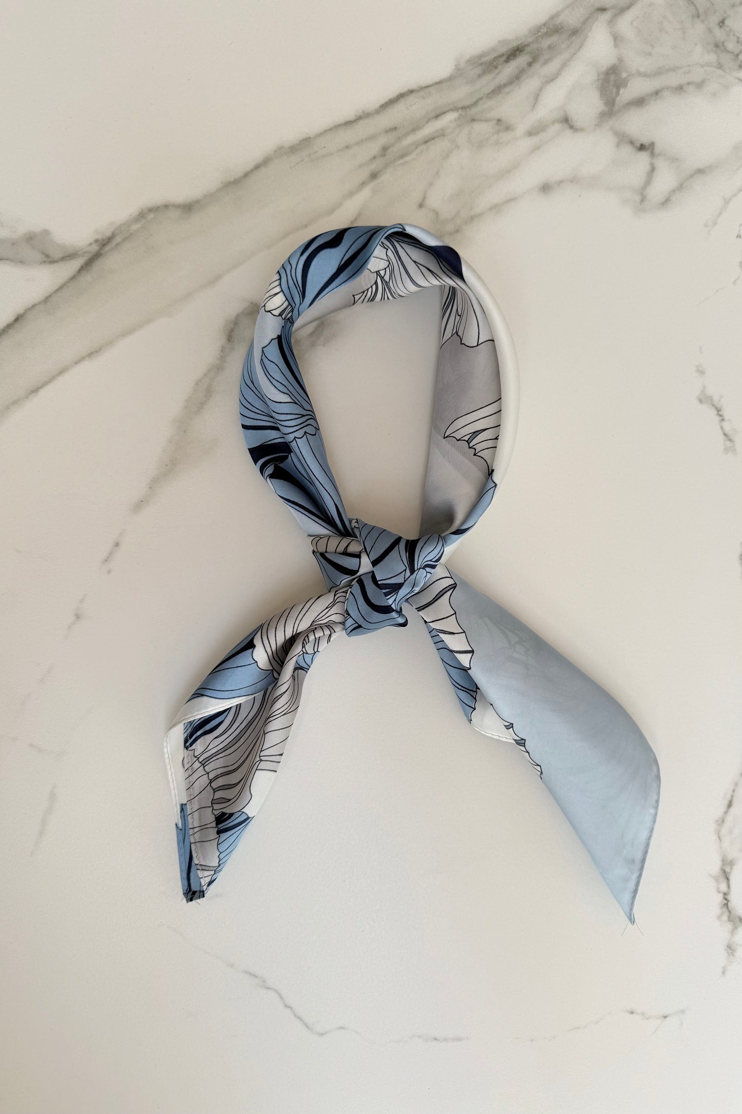 Vilja Silk Scarf -Big Blue Flower