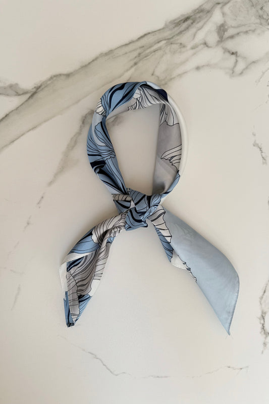 Vilja Silk Scarf -Big Blue Flower