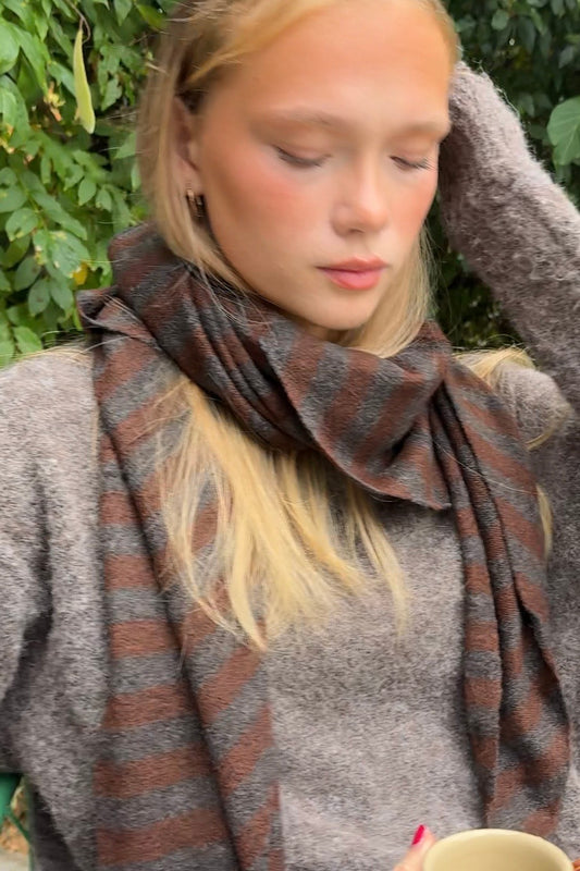 Nordic Stripe Triangel Scarf -Brown/Coffe - Øst London