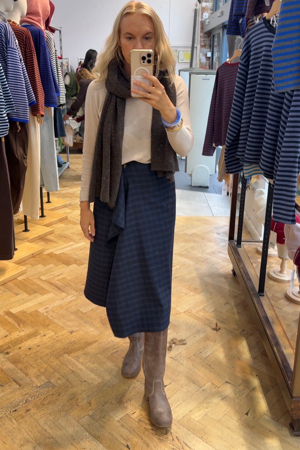 Mikkeline Tartan Wrap Skirt -Navy