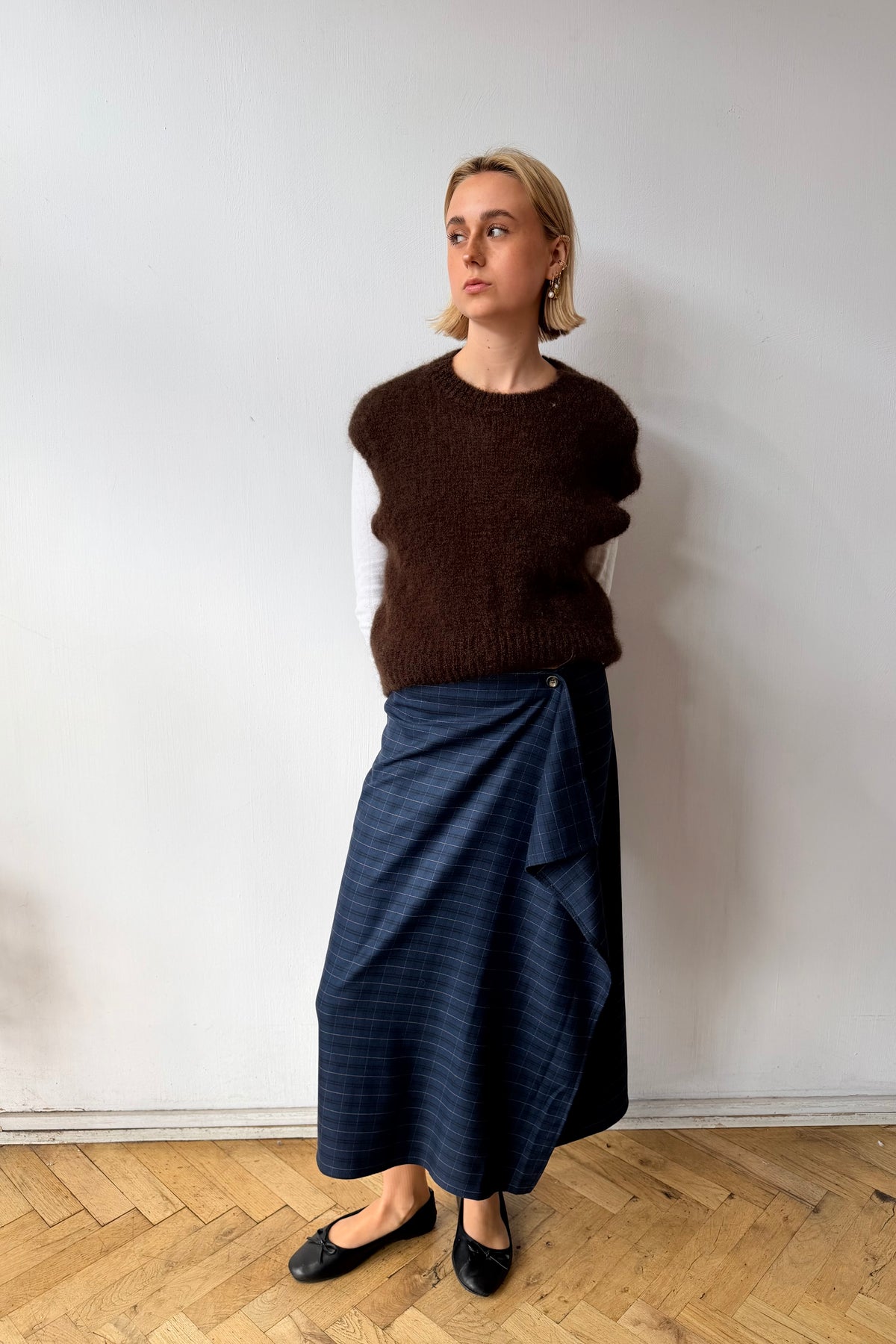 Mikkeline Tartan Wrap Skirt -Navy