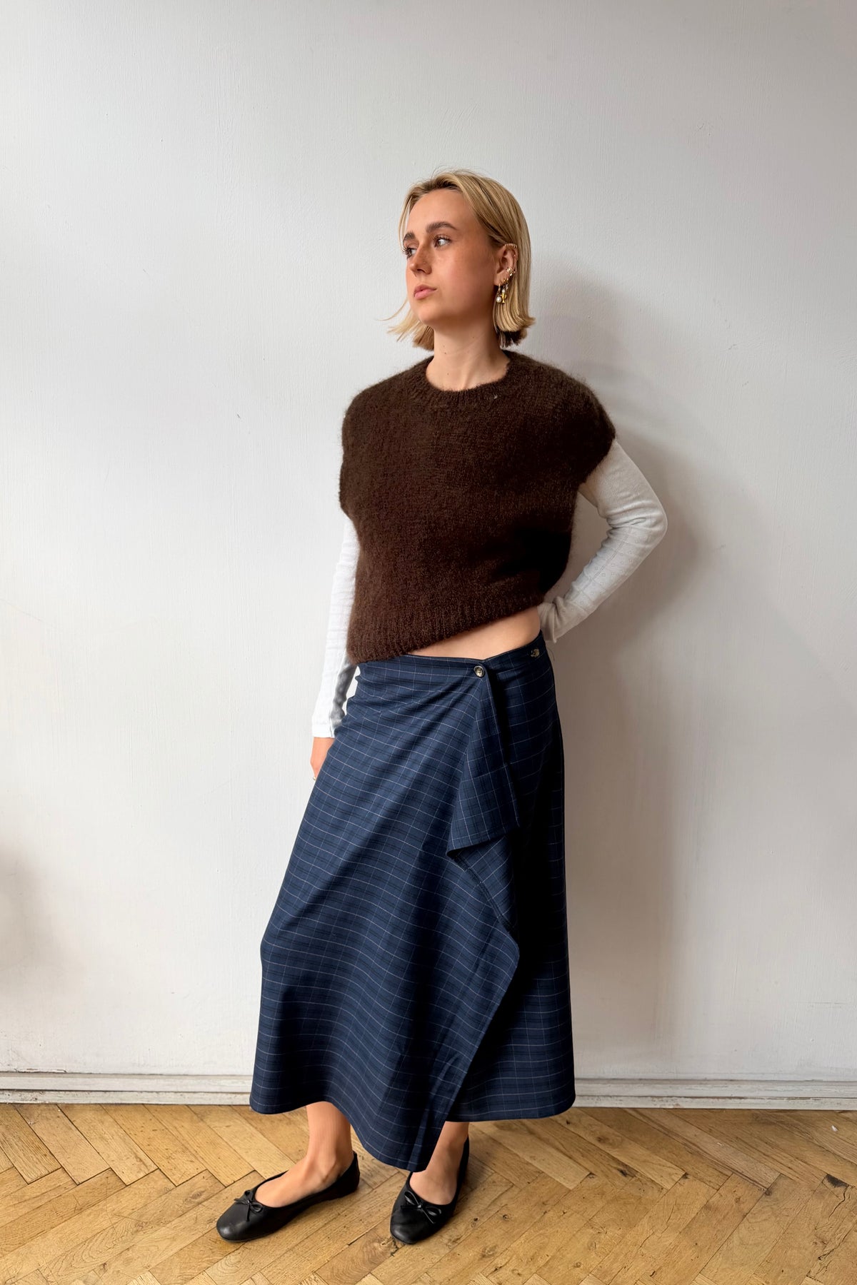 Mikkeline Tartan Wrap Skirt -Navy