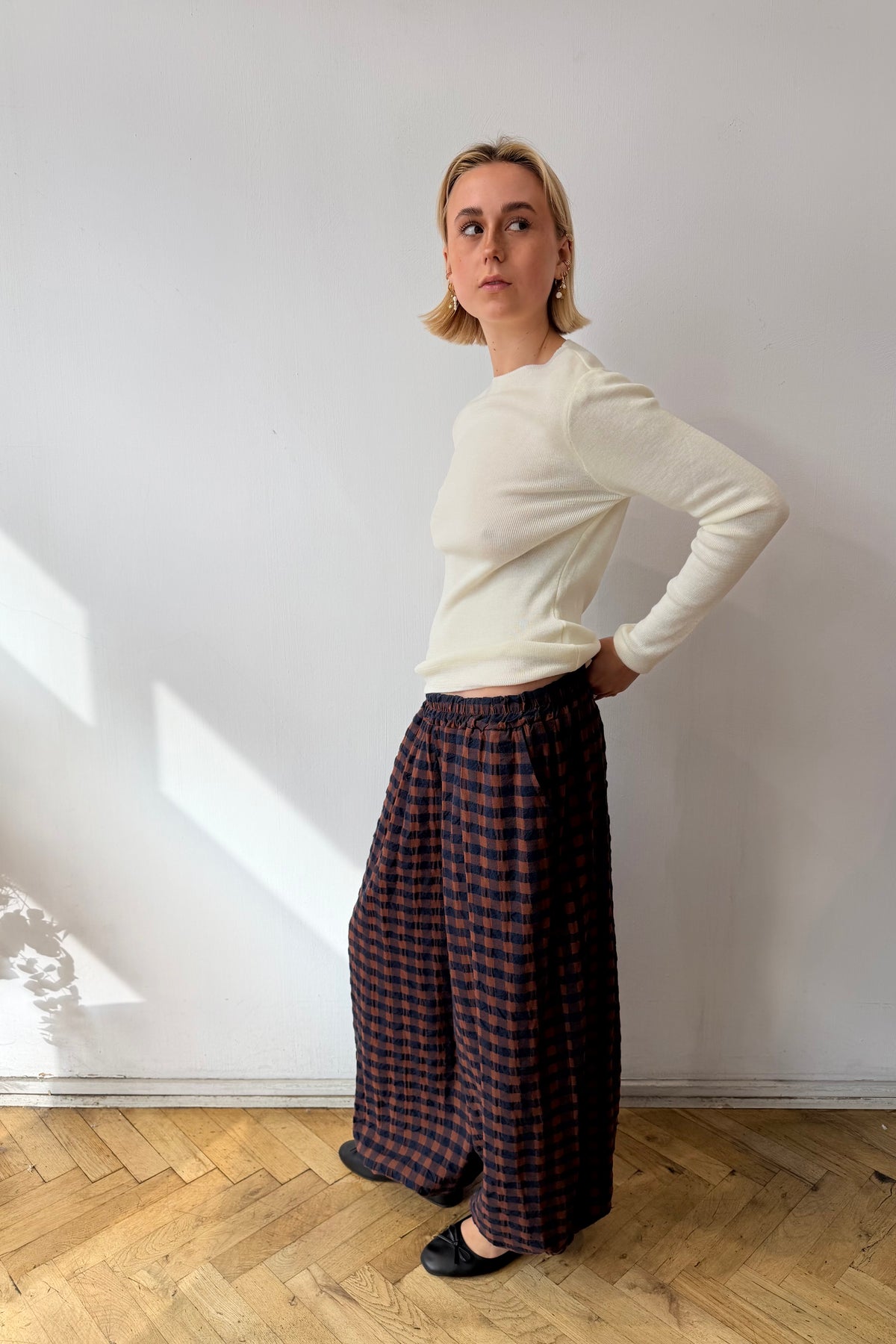 Margrethe Ballon Trousers -Brown Gingham