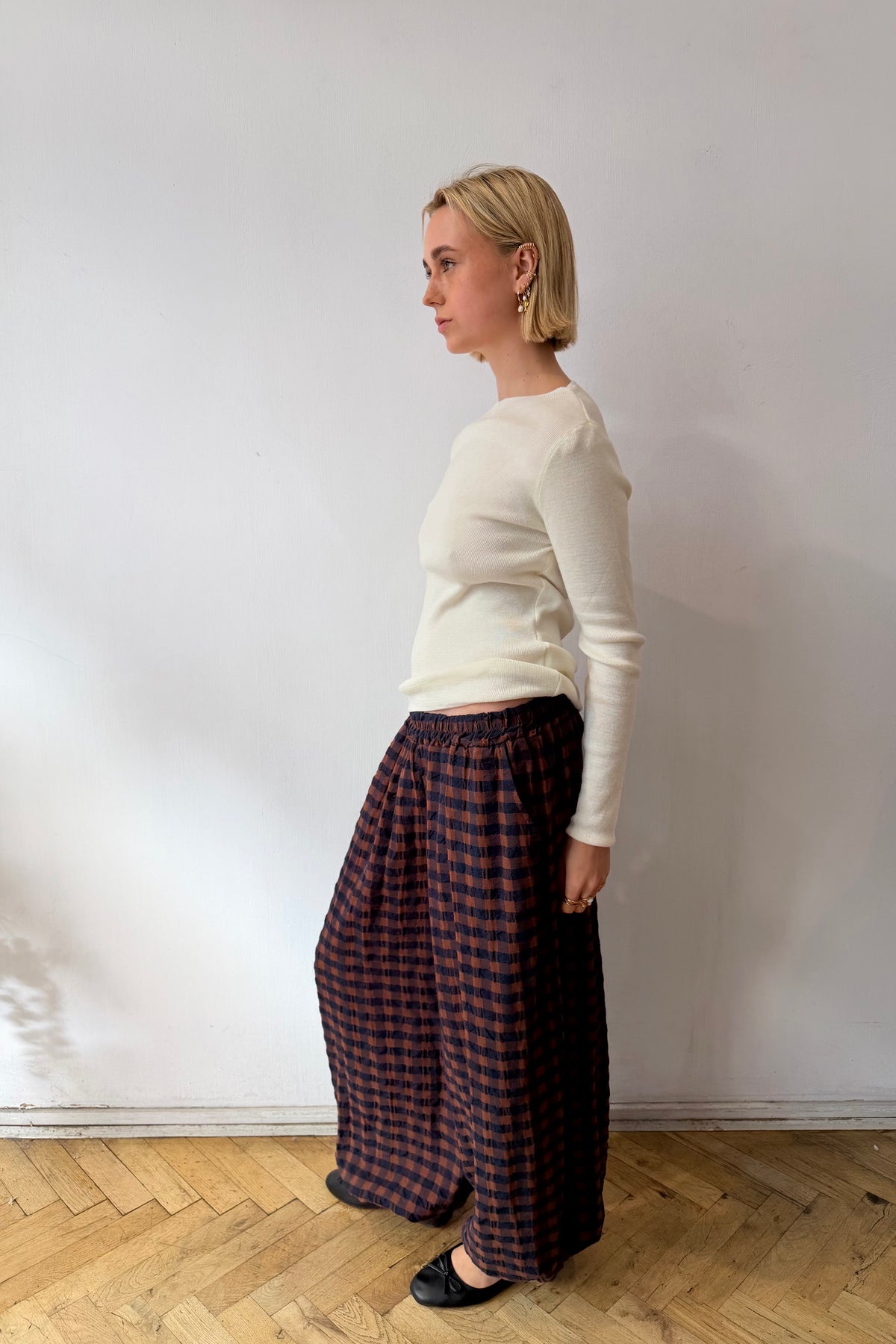 Margrethe Ballon Trousers -Brown Gingham