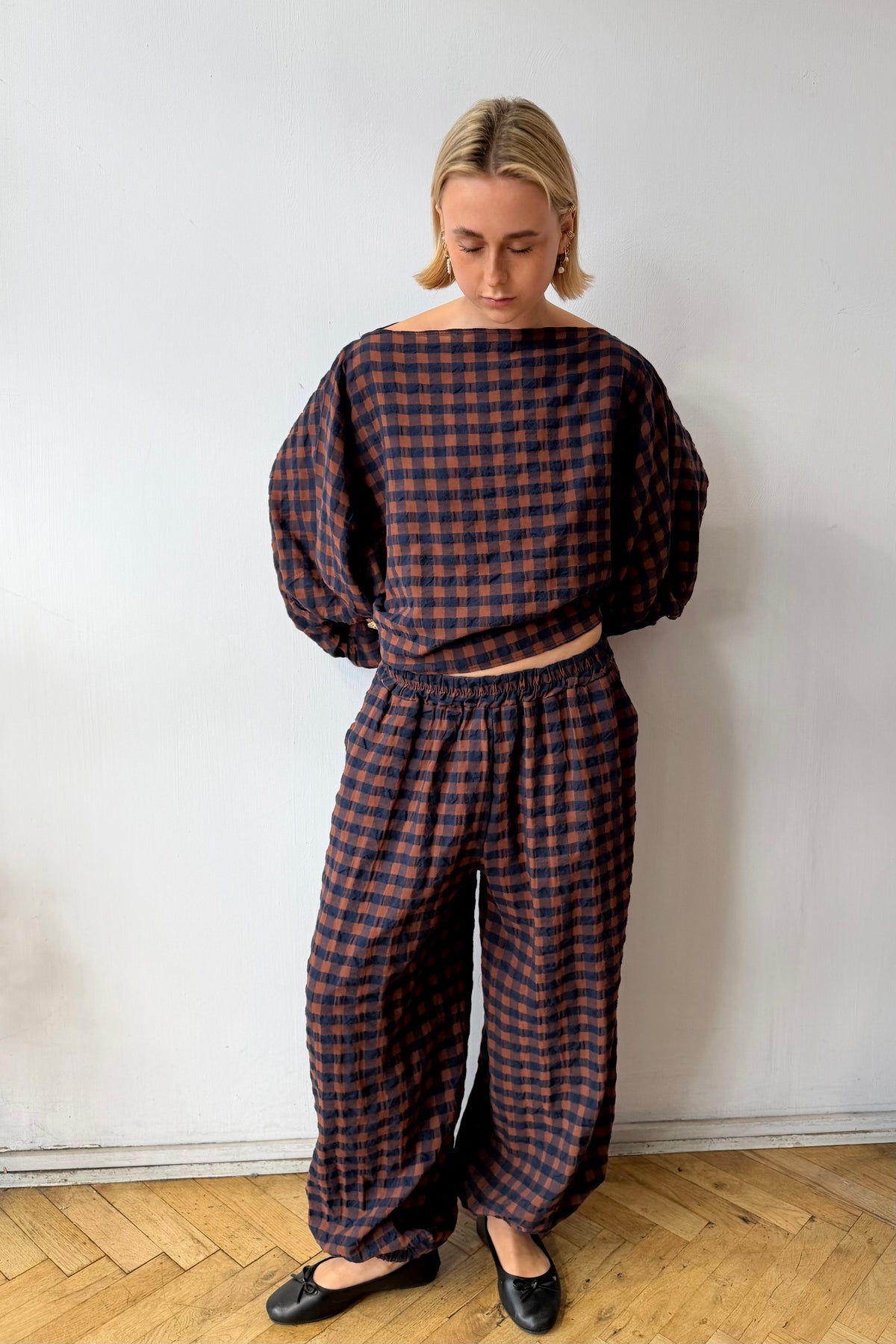 Margrethe Blouse -Brown Gingham