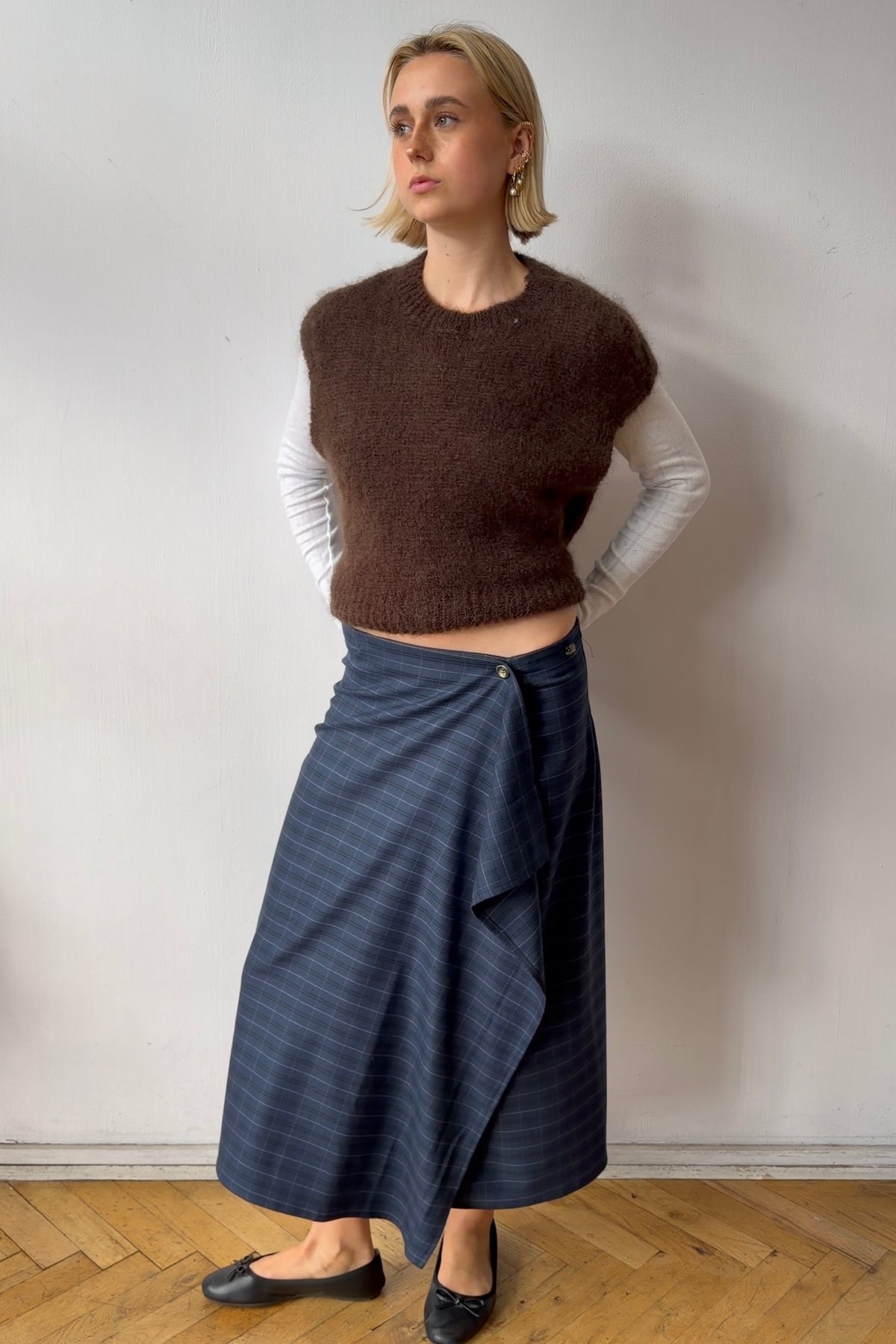 Mikkeline Tartan Wrap Skirt -Navy