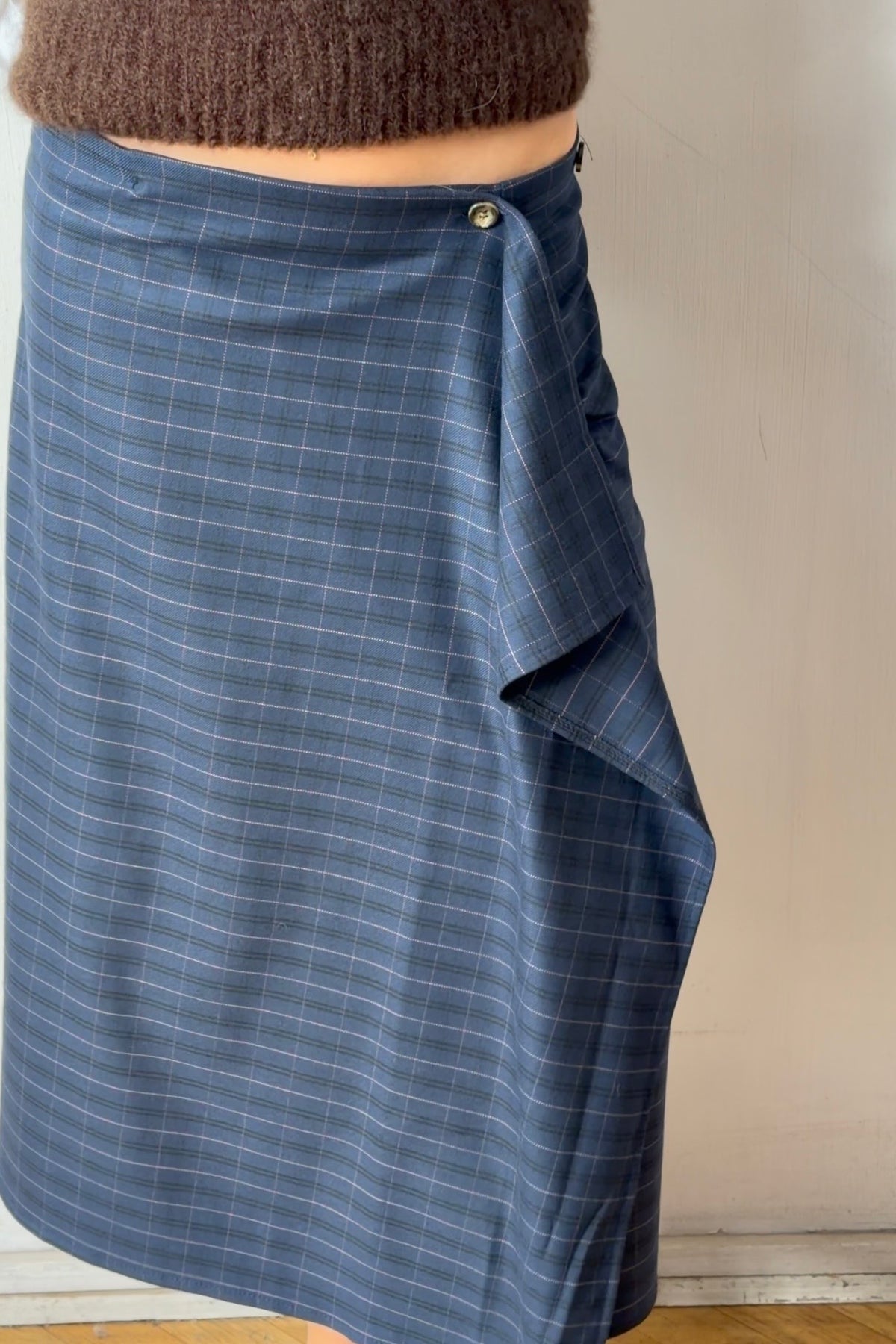 Mikkeline Tartan Wrap Skirt -Navy