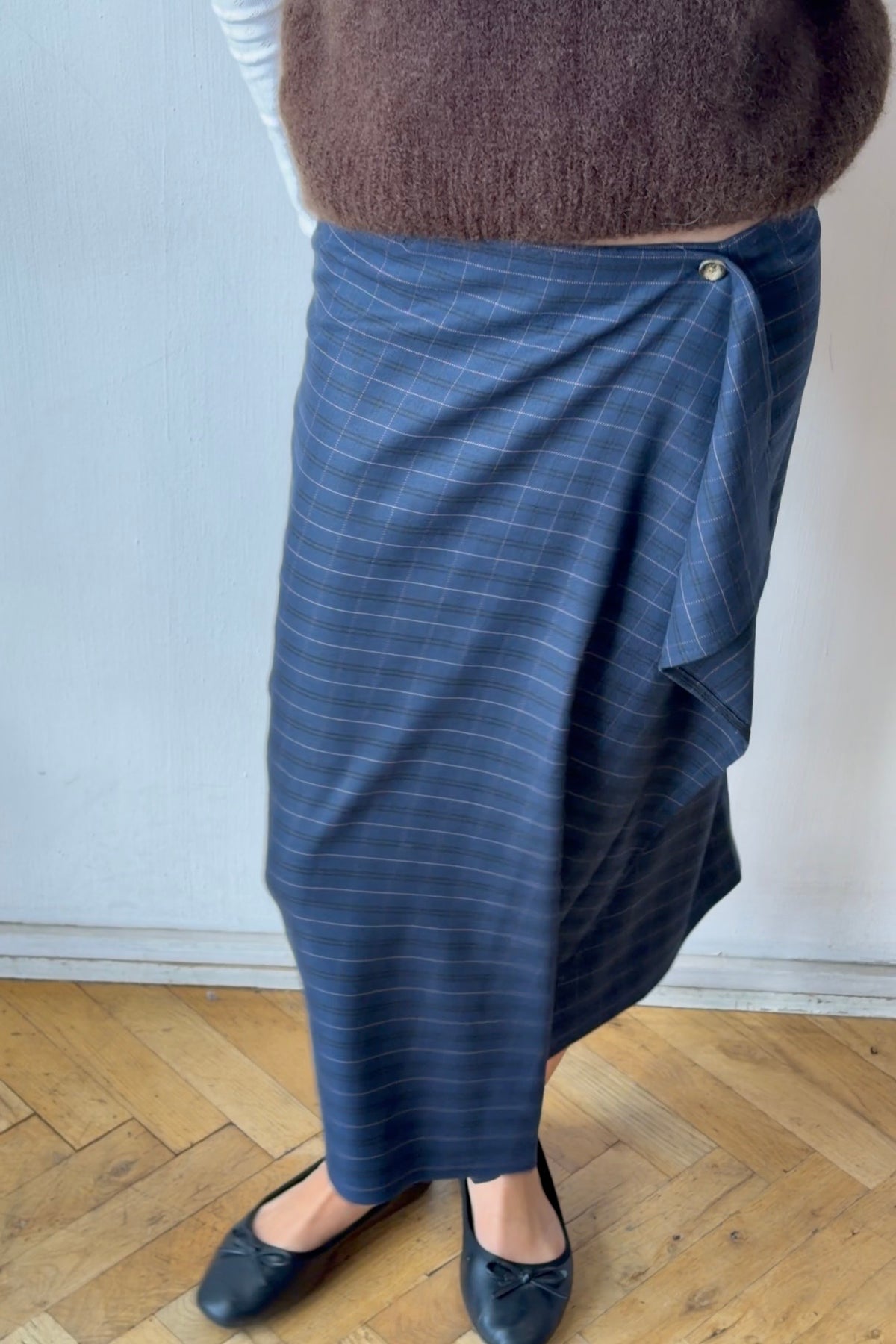 Mikkeline Tartan Wrap Skirt -Navy