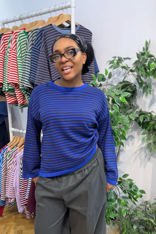 Emilie Striped Jumper -Royal/Brown - Øst London