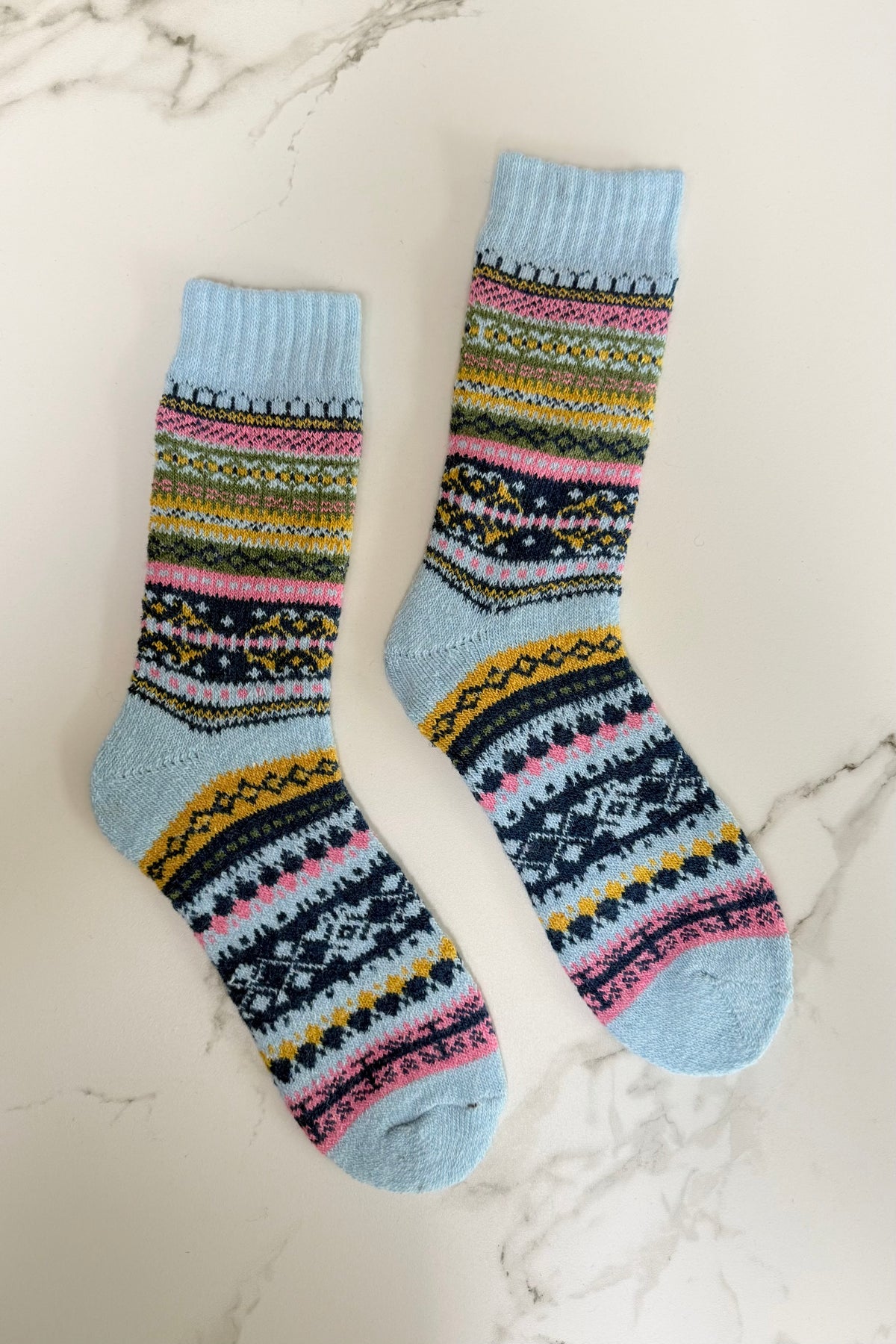 Scandi Fluffy Socks -Light Blue