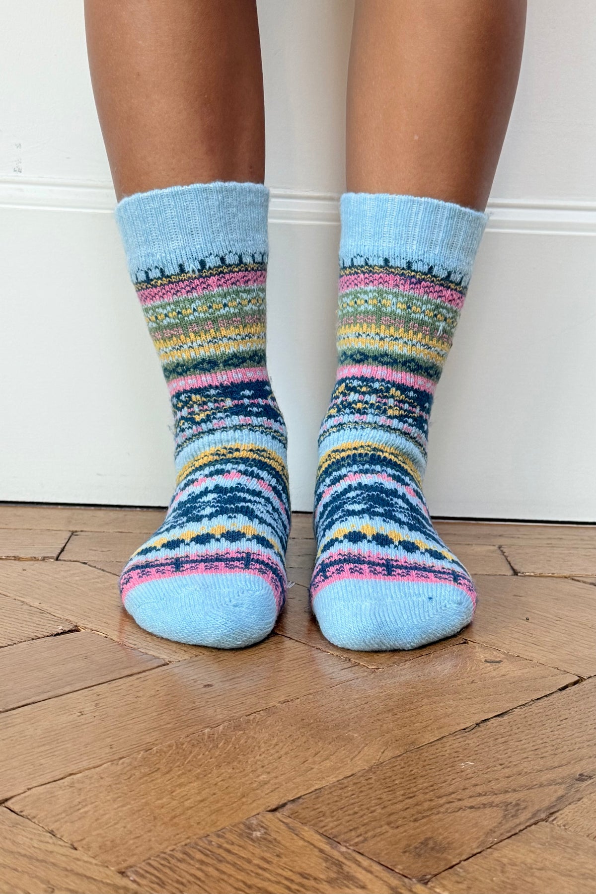 Scandi Fluffy Socks -Light Blue
