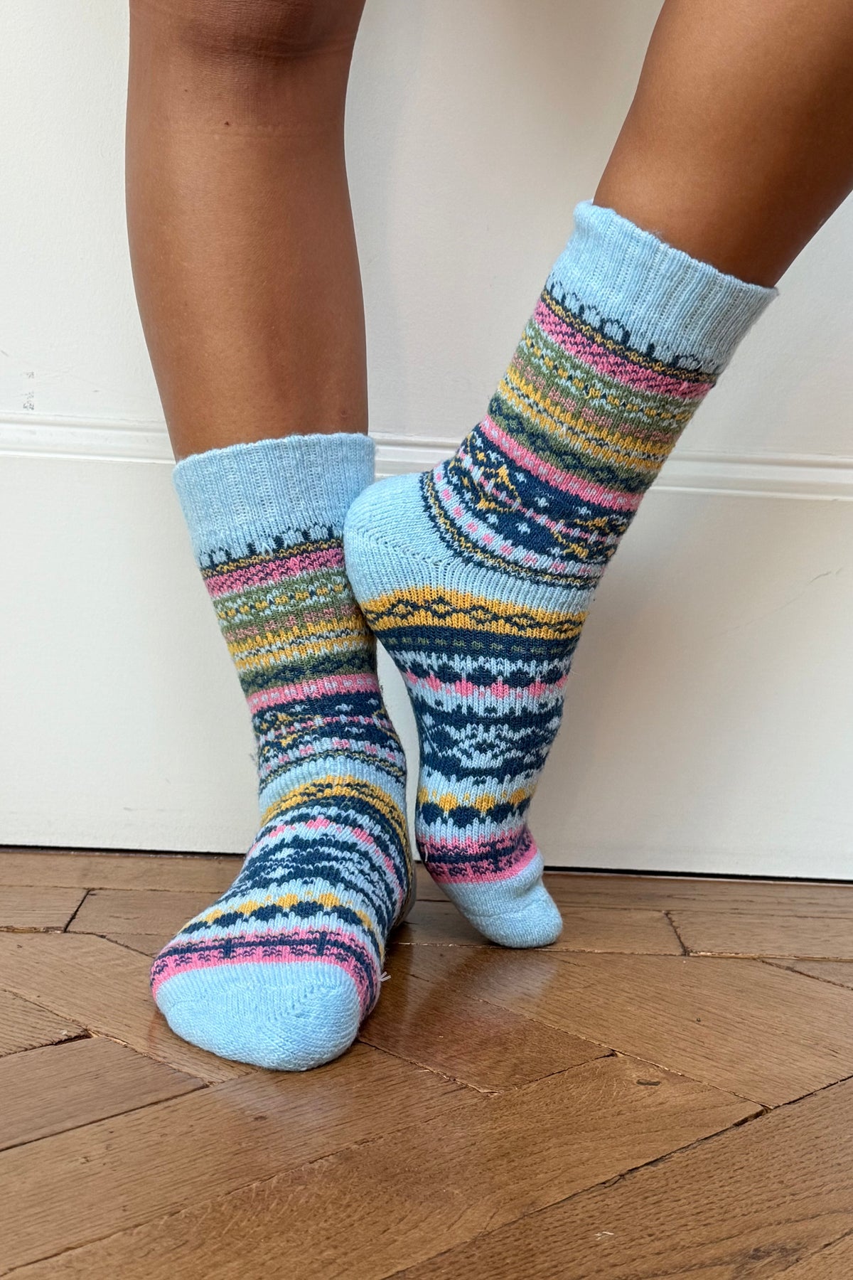 Scandi Fluffy Socks -Light Blue