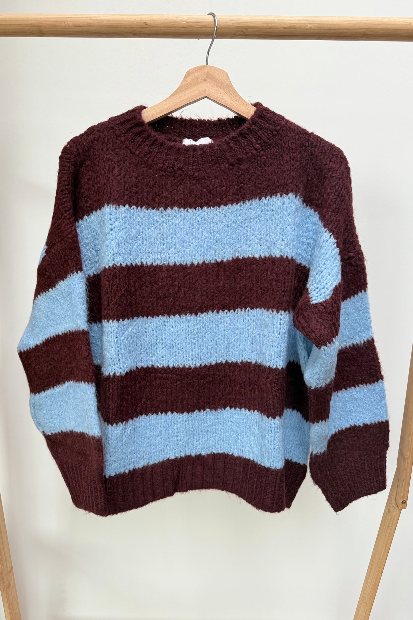 Cecilie Wool Jumper -Burgundy/Sky
