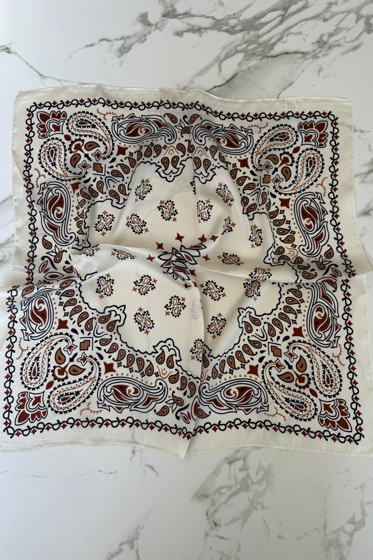 Vilja Scarf -Bandana Cream/Brown - Øst London