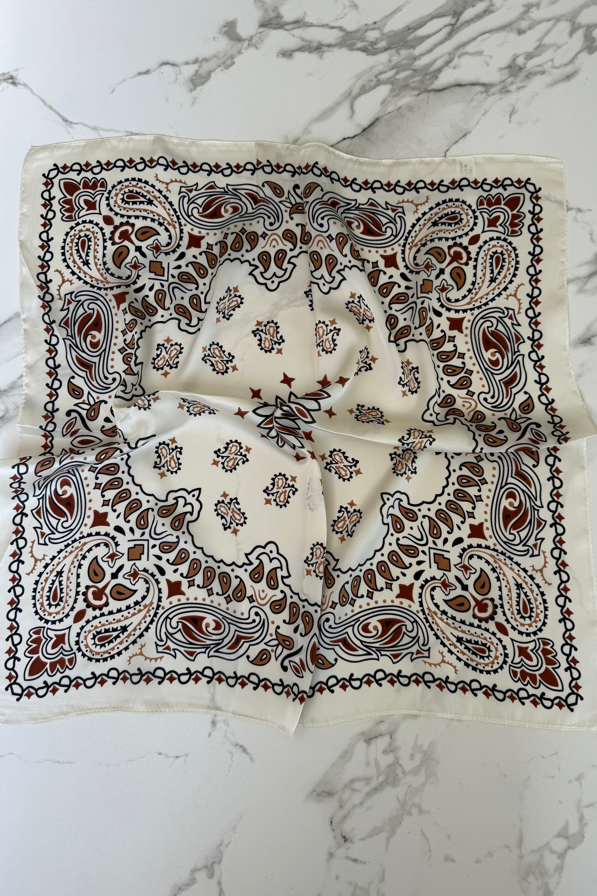 Vilja Scarf -Bandana Cream/Brown - Øst London