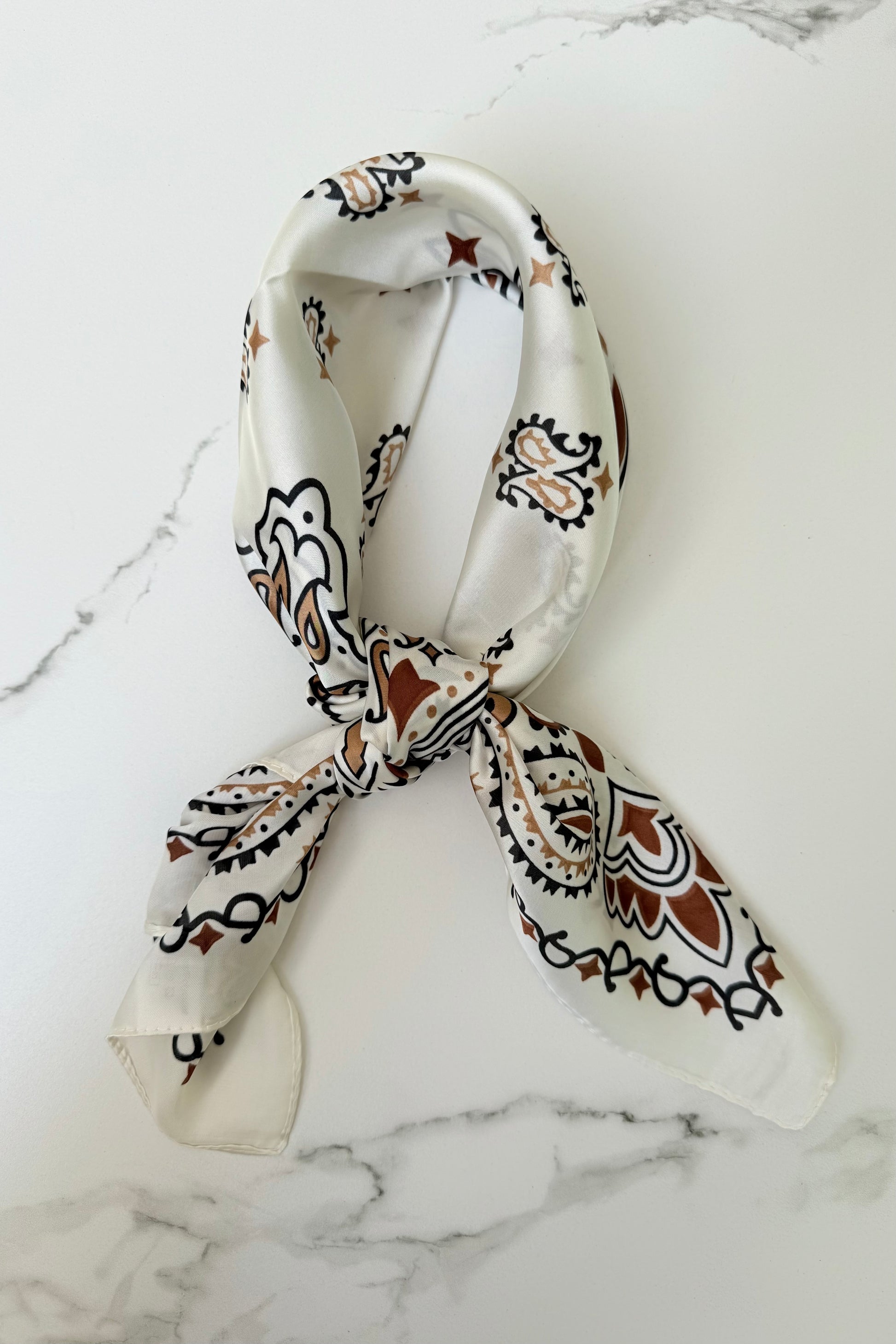 Vilja Scarf -Bandana Cream/Brown - Øst London