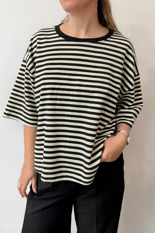 Else Striped T-Shirt -Black/White - Øst London