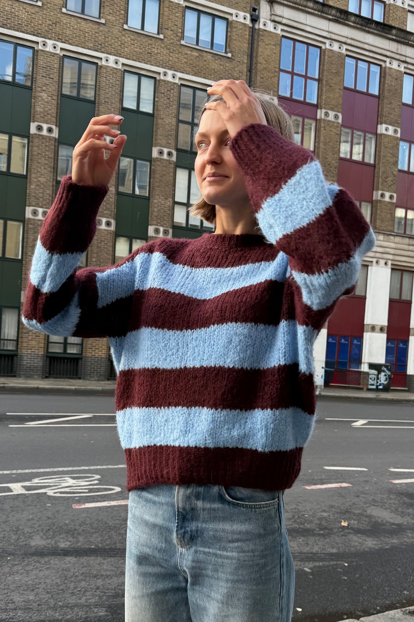 Cecilie Wool Jumper -Burgundy/Sky