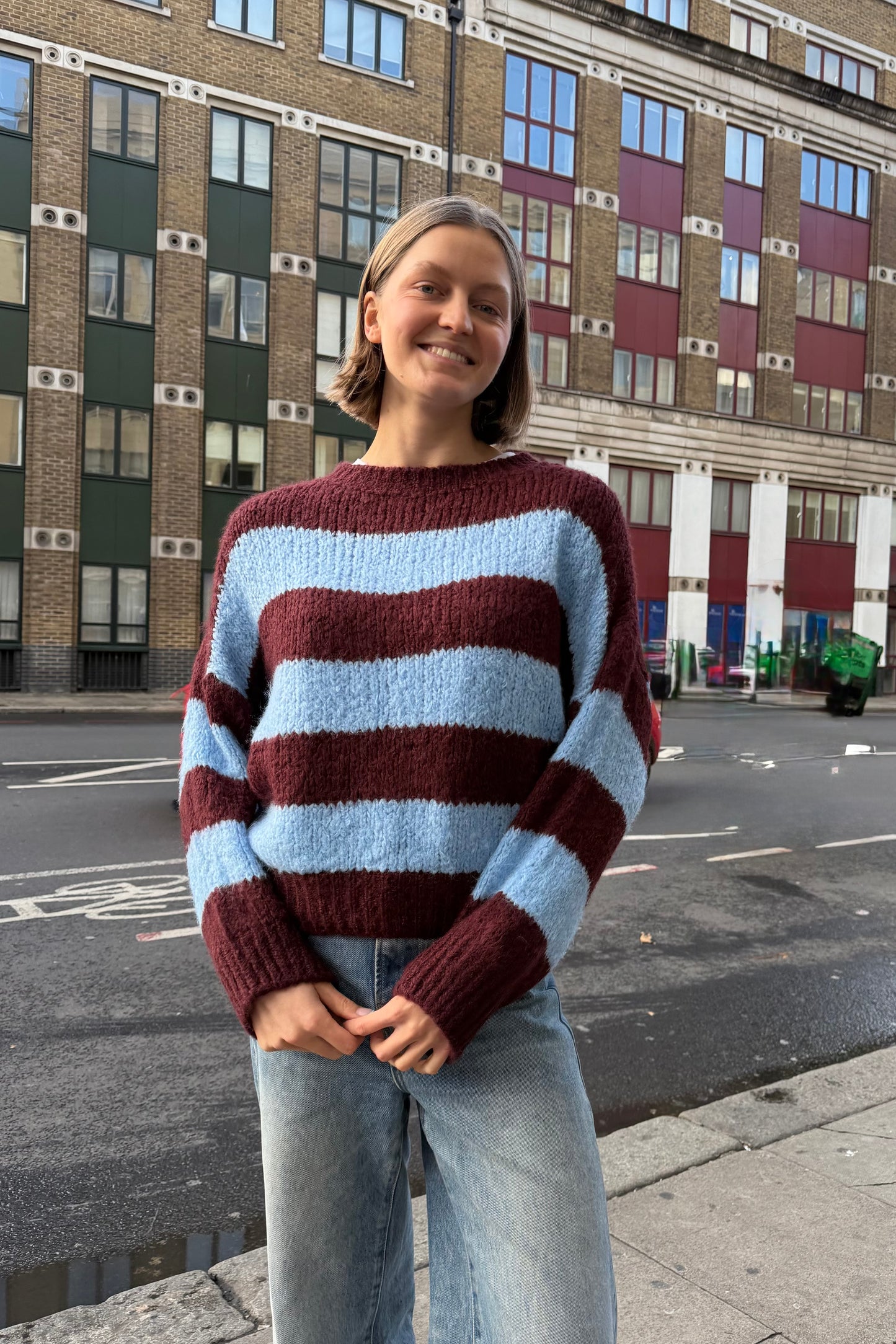 Cecilie Wool Jumper -Burgundy/Sky