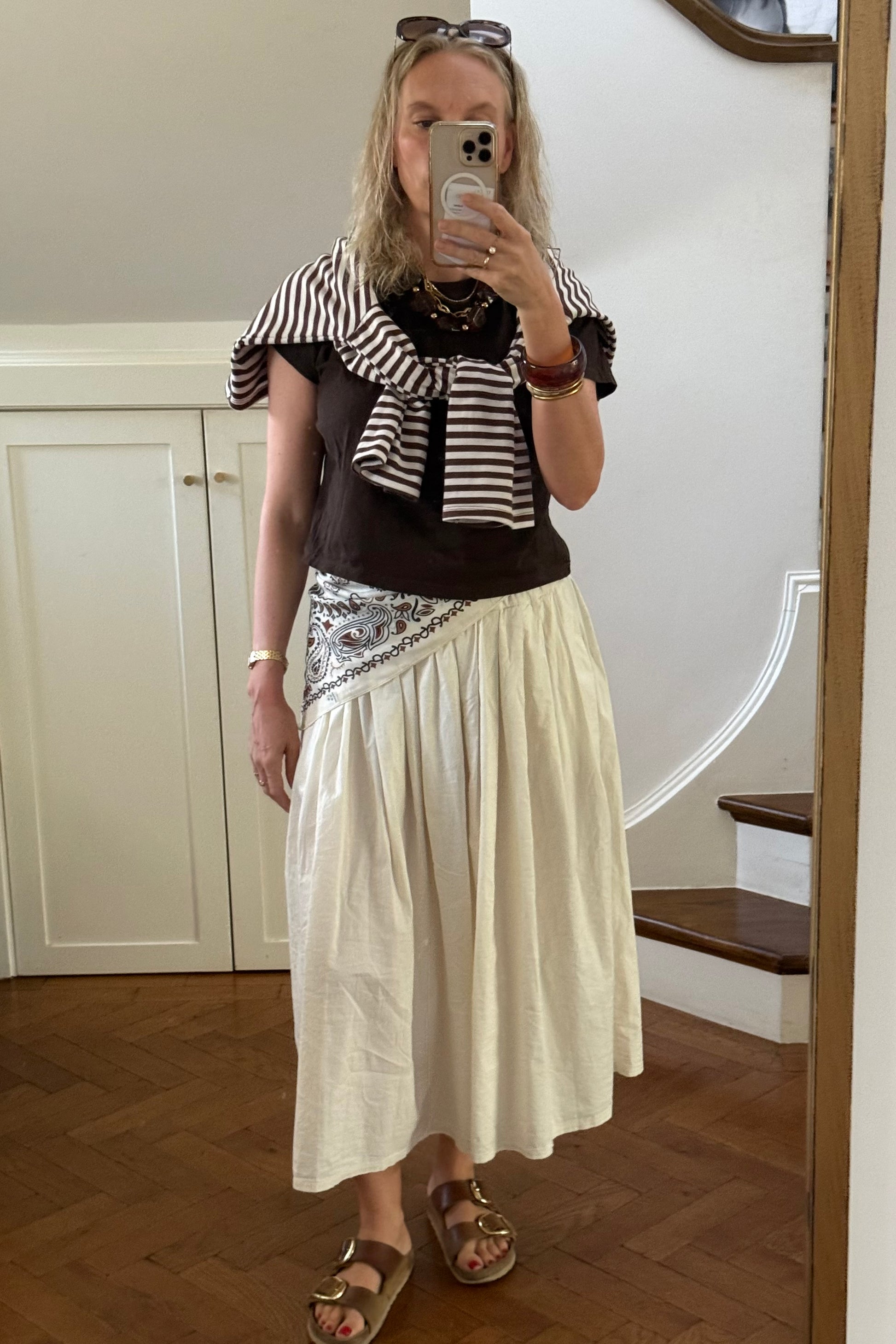 Vilja Scarf -Bandana Cream/Brown - Øst London