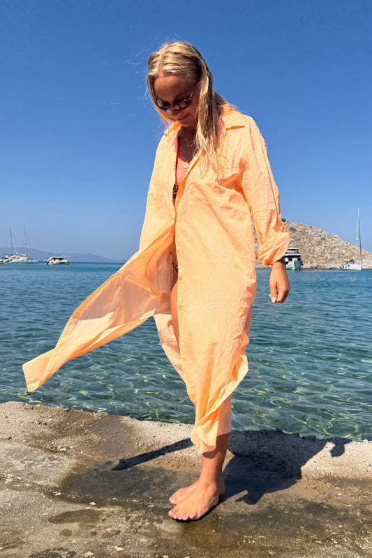 Helene Shirt Dress -Coral