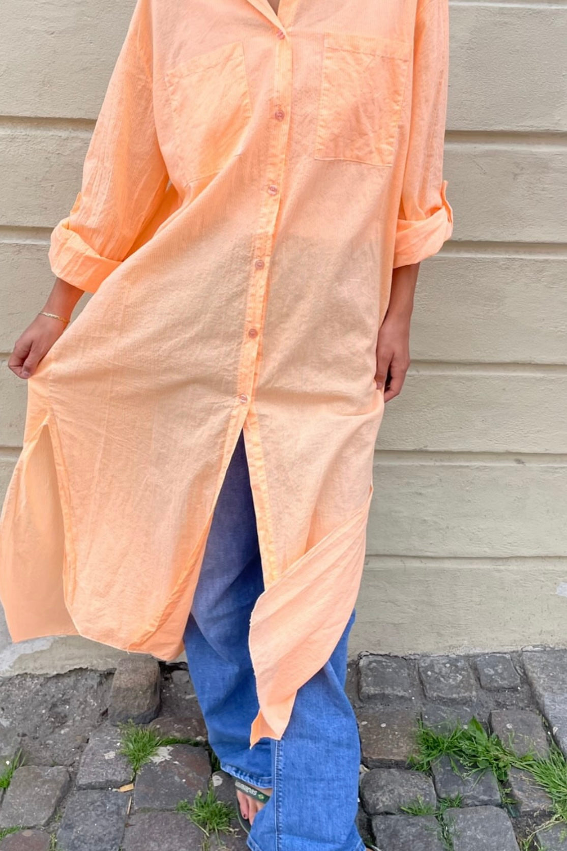 Helene Shirt Dress -Coral