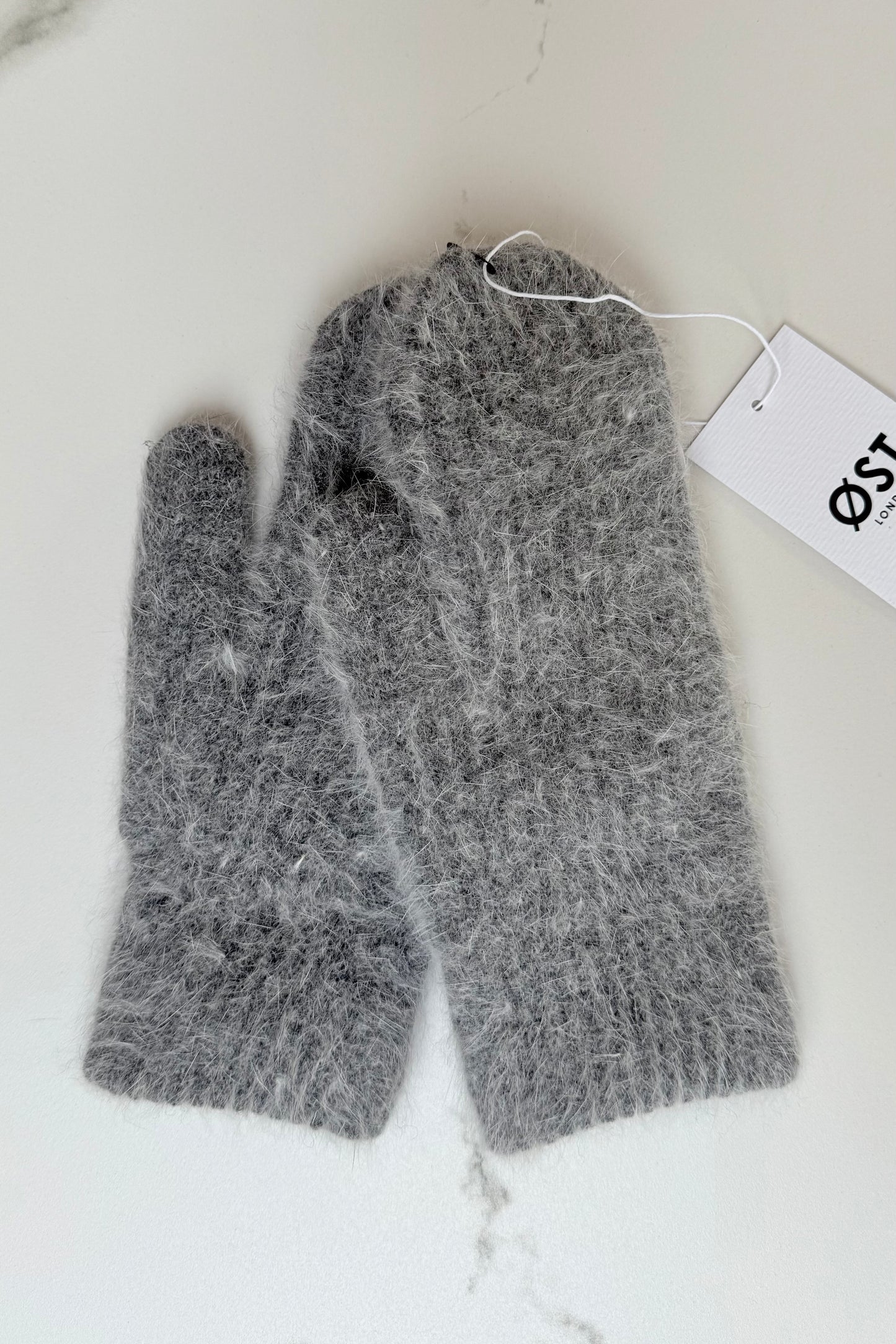 Fluffy Angora Mittens -Grey