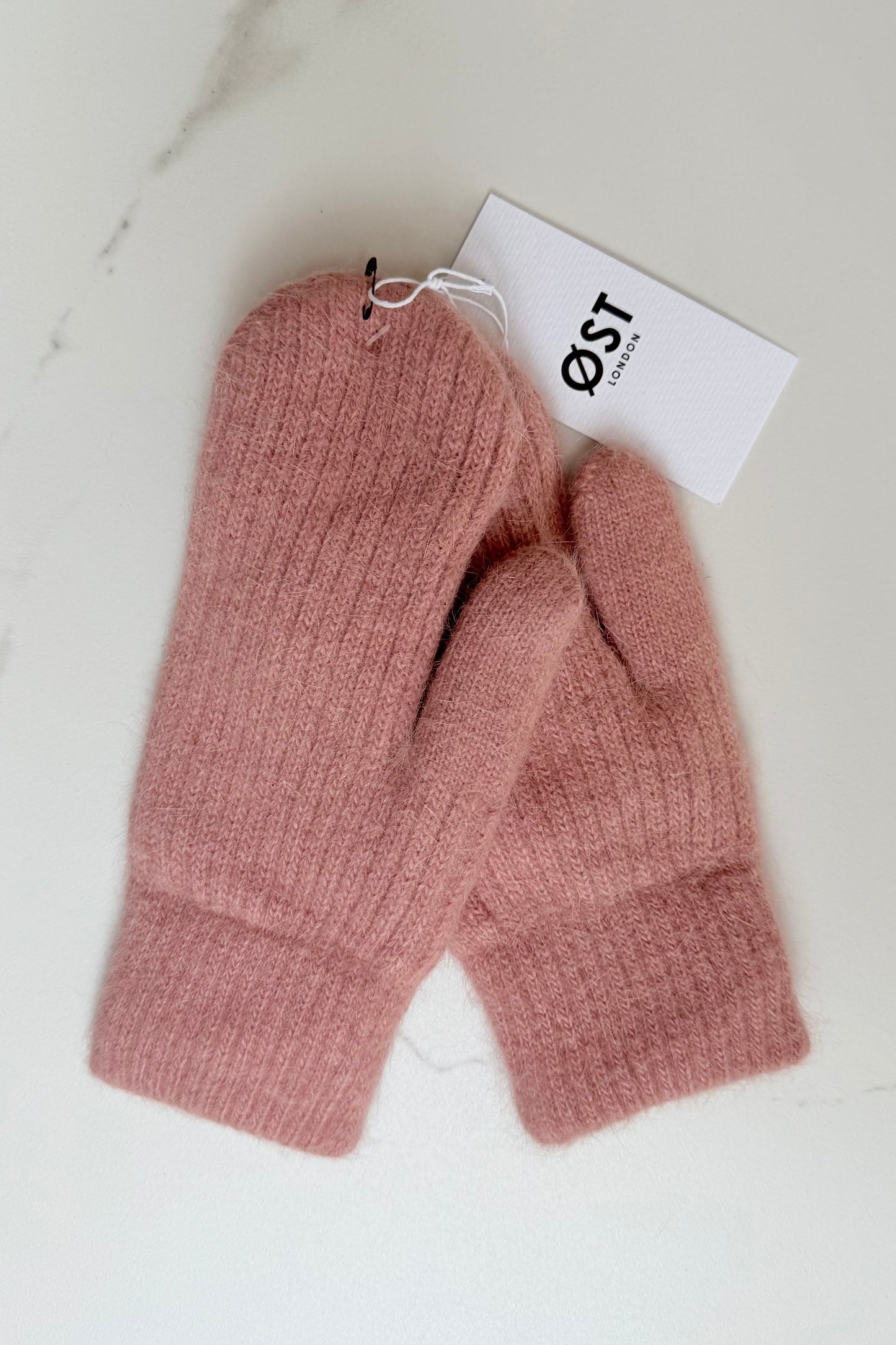 Fluffy Angora Mittens -Rosa