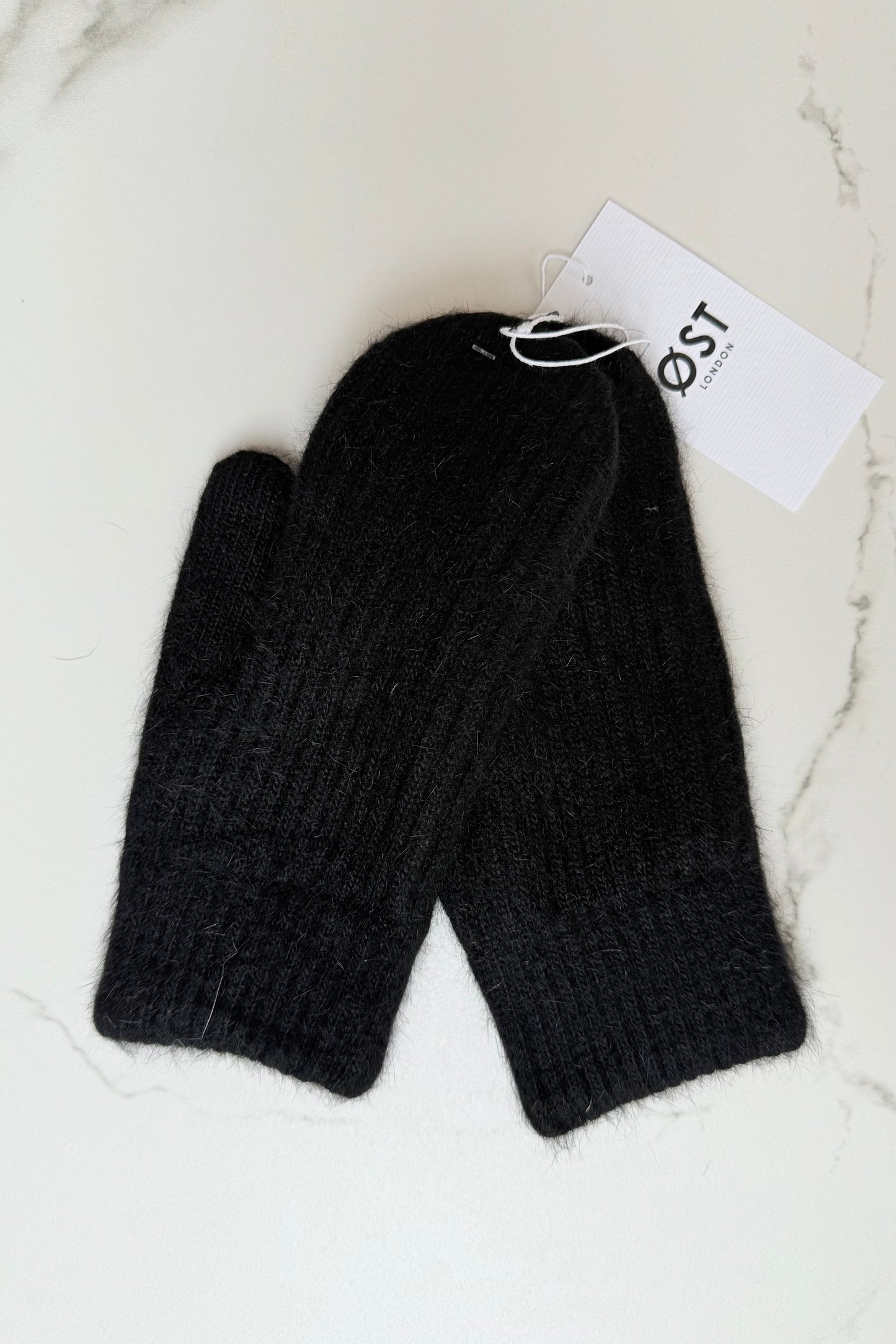 Fluffy Angora Mittens -Black - Øst London