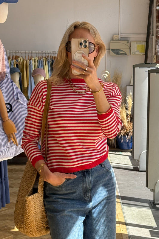 Lotte Striped Jumper -Red - Øst London
