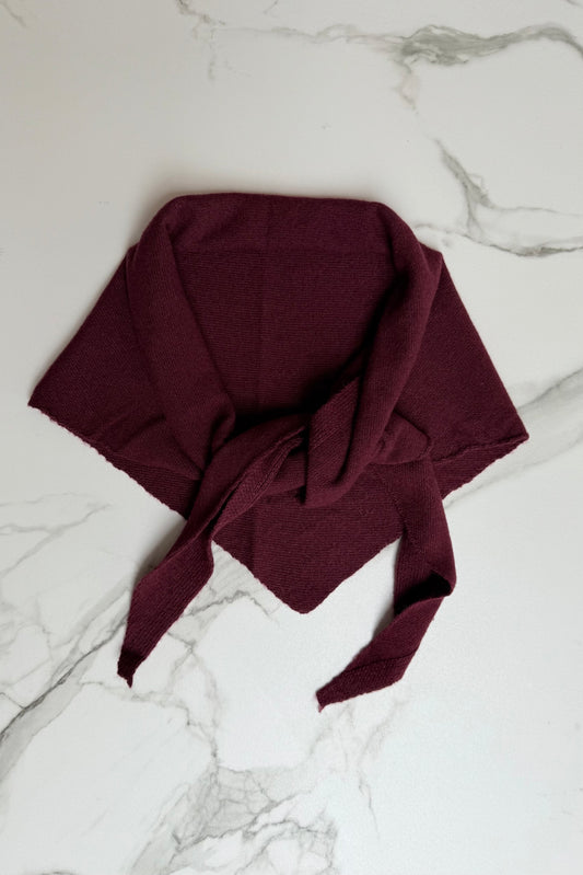 Dina Cashmere Triangle Scarf -Burgundy