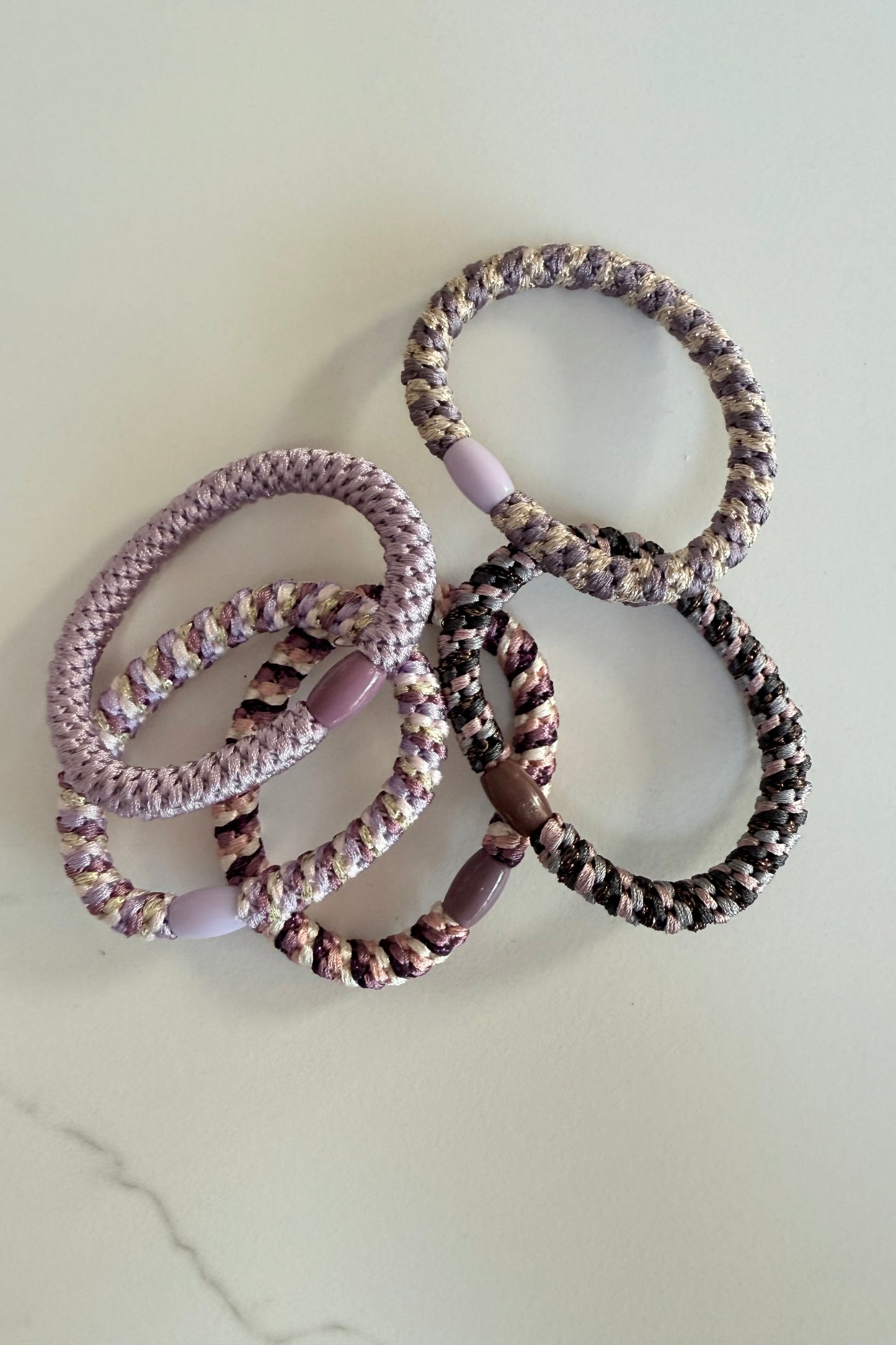 Puk Woven Hair Ties 10 Pack -Lilac