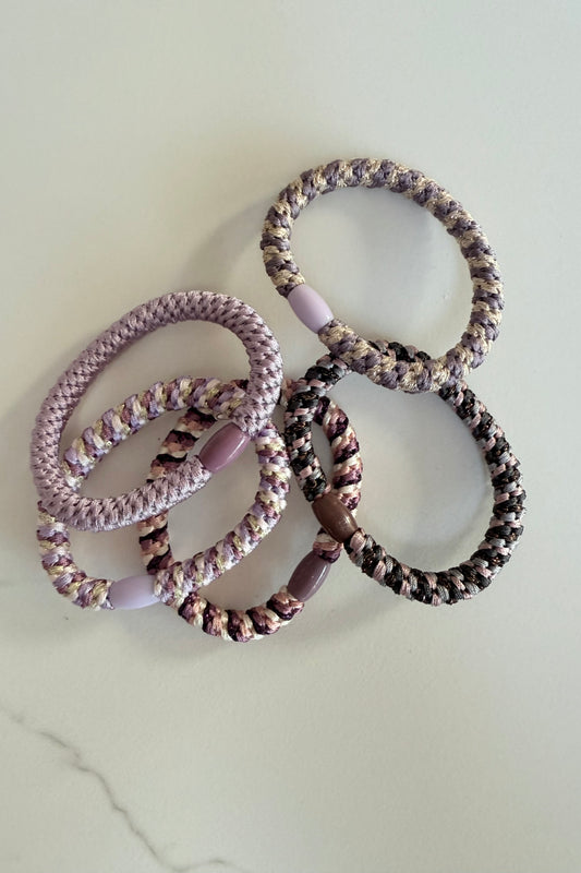 Puk Woven Hair Ties 10 Pack -Lilac