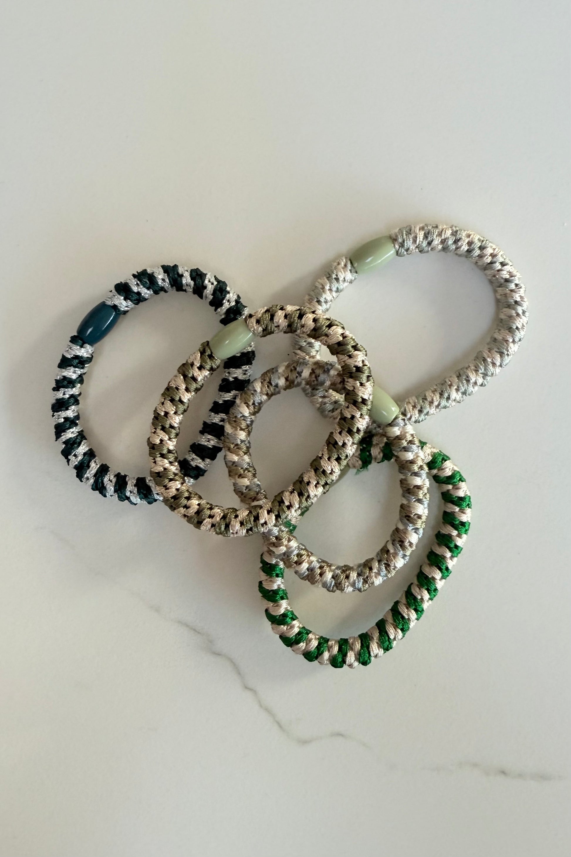 Puk Woven Hair Ties 10pack -Green - Øst London