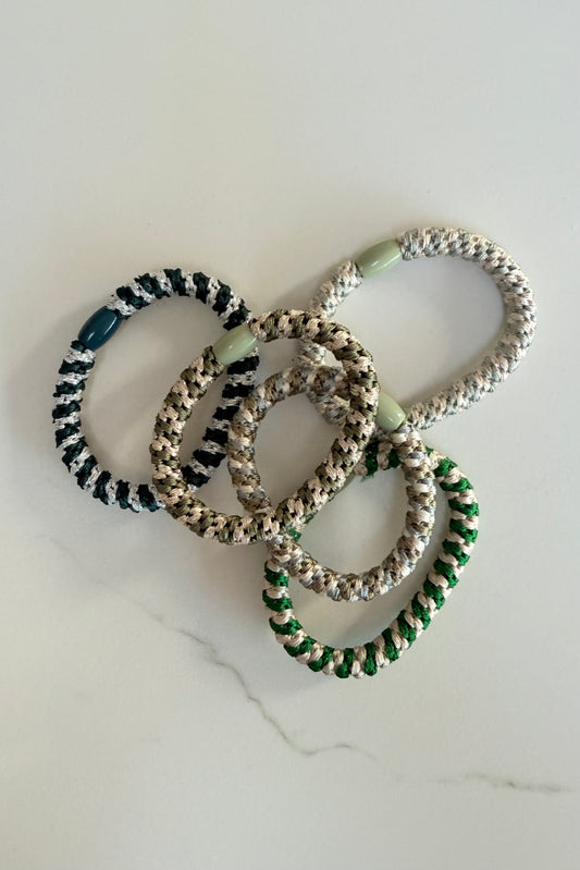 Puk Woven Hair Ties 10pack -Green - Øst London