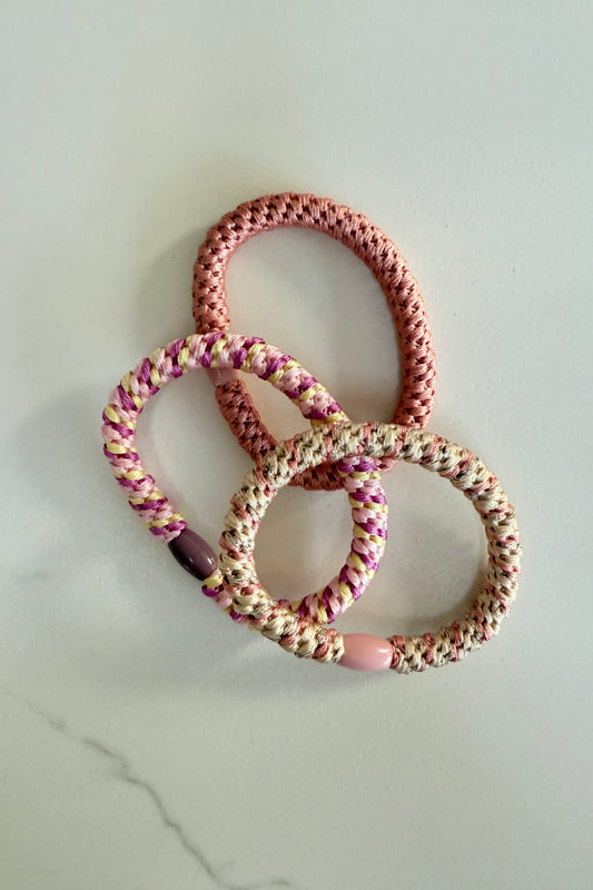 Puk Woven Hair Ties 10pack -Pink