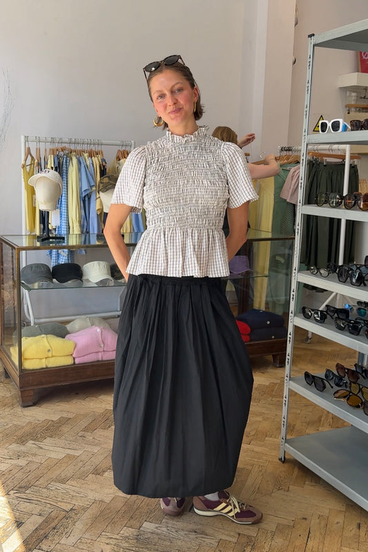 Leonora Smocked Blouse Short Sleeve -White - Øst London