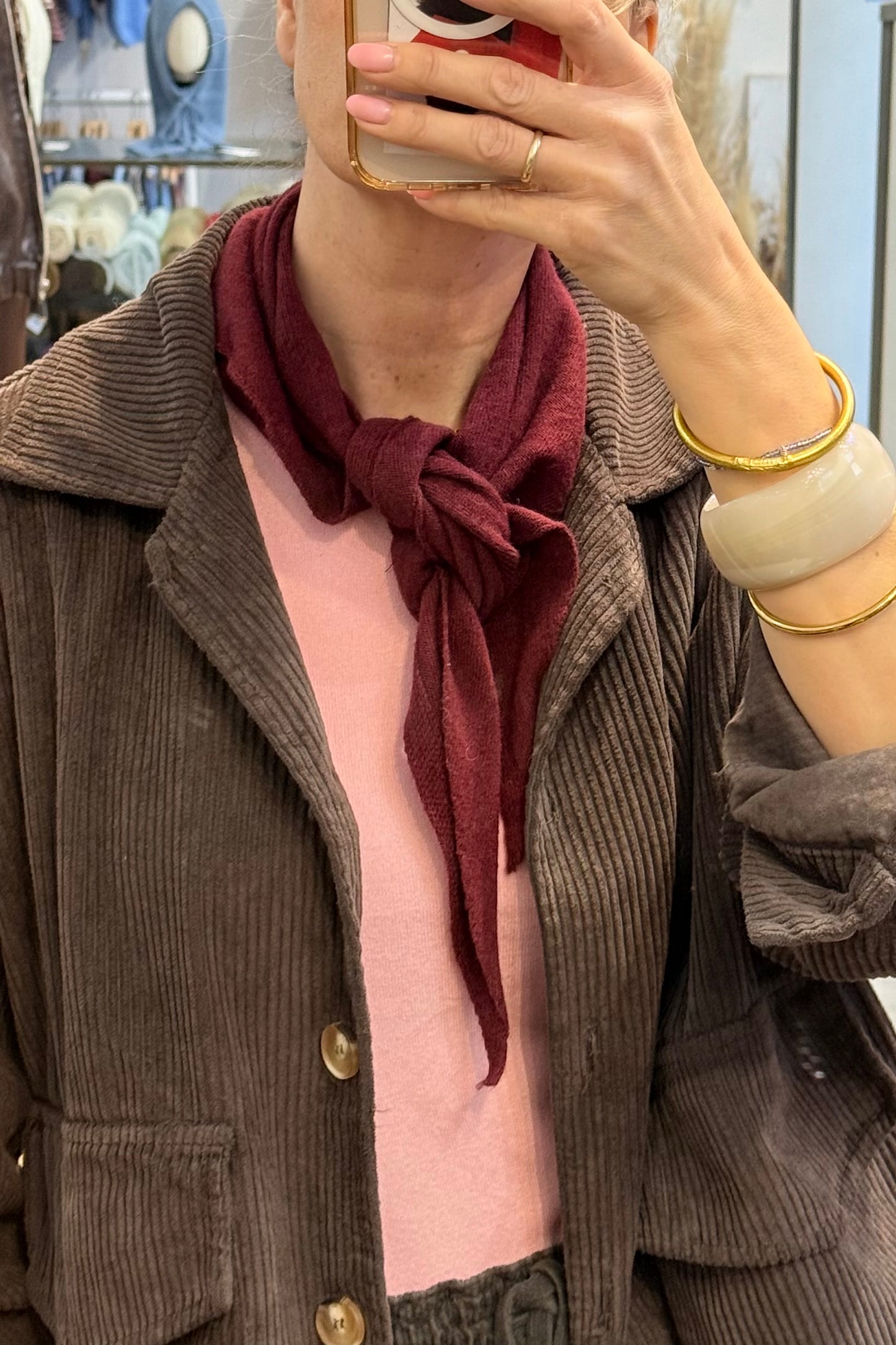 Dina Cashmere Triangle Scarf -Burgundy - Øst London