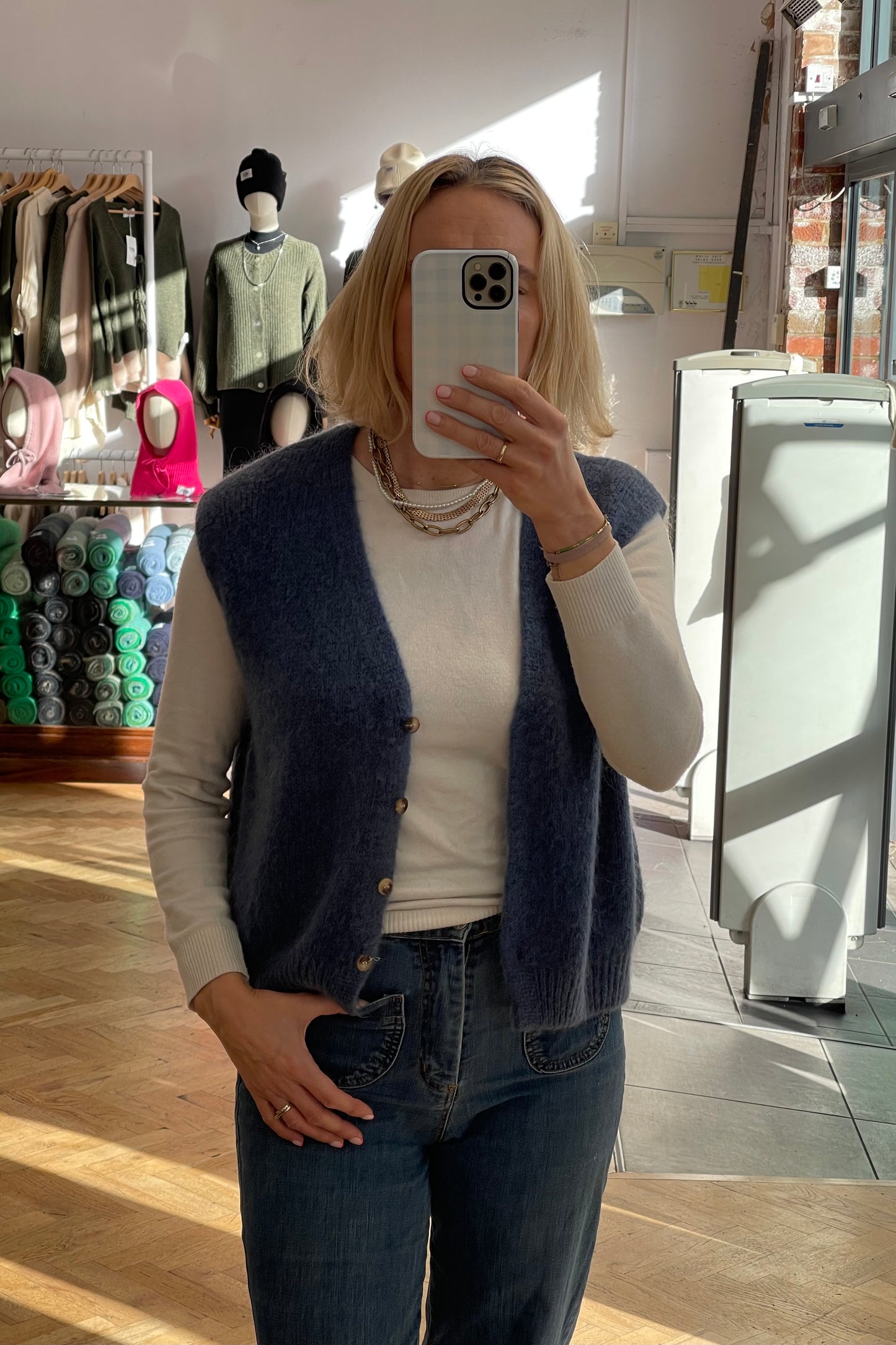 Erika Kid Mohair Vest -Denim Blue - Øst London