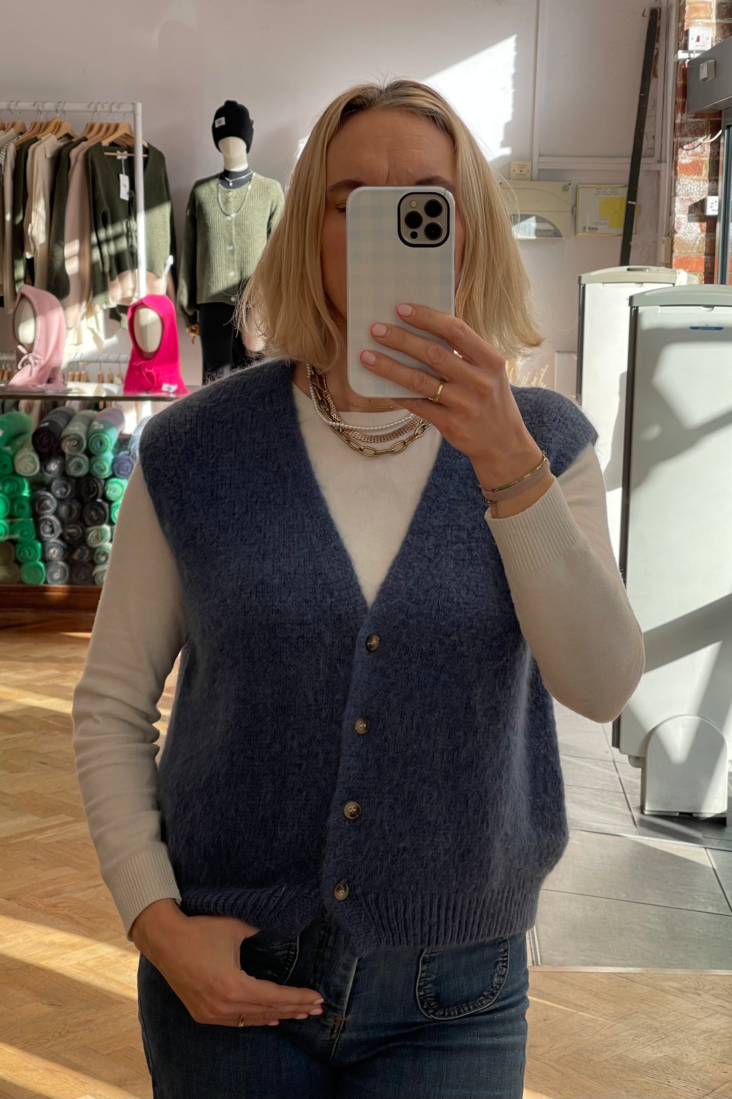 Erika Kid Mohair Vest -Denim Blue - Øst London