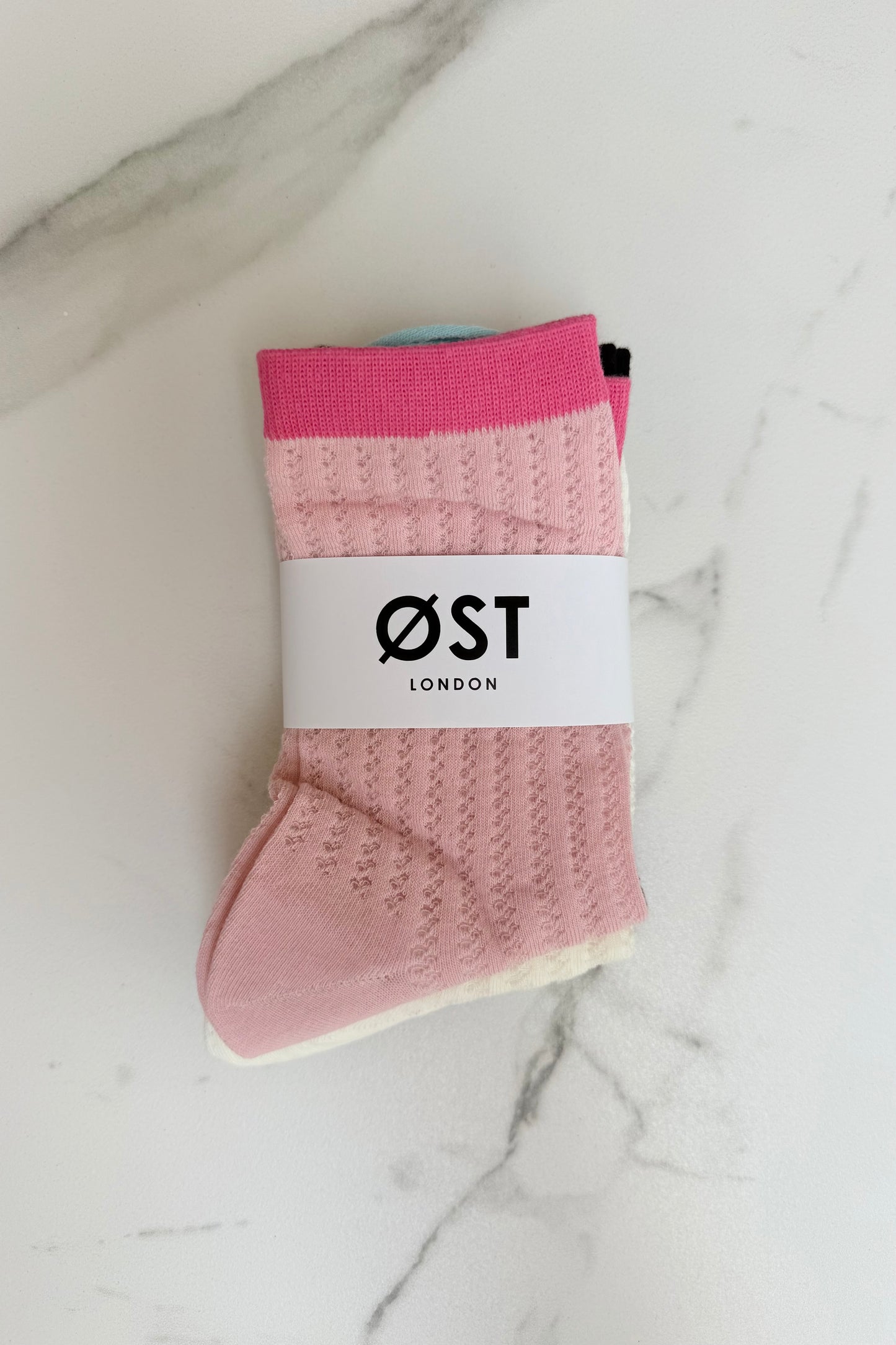 Karoline Cotton Socks -3 pack Pink/Black/White