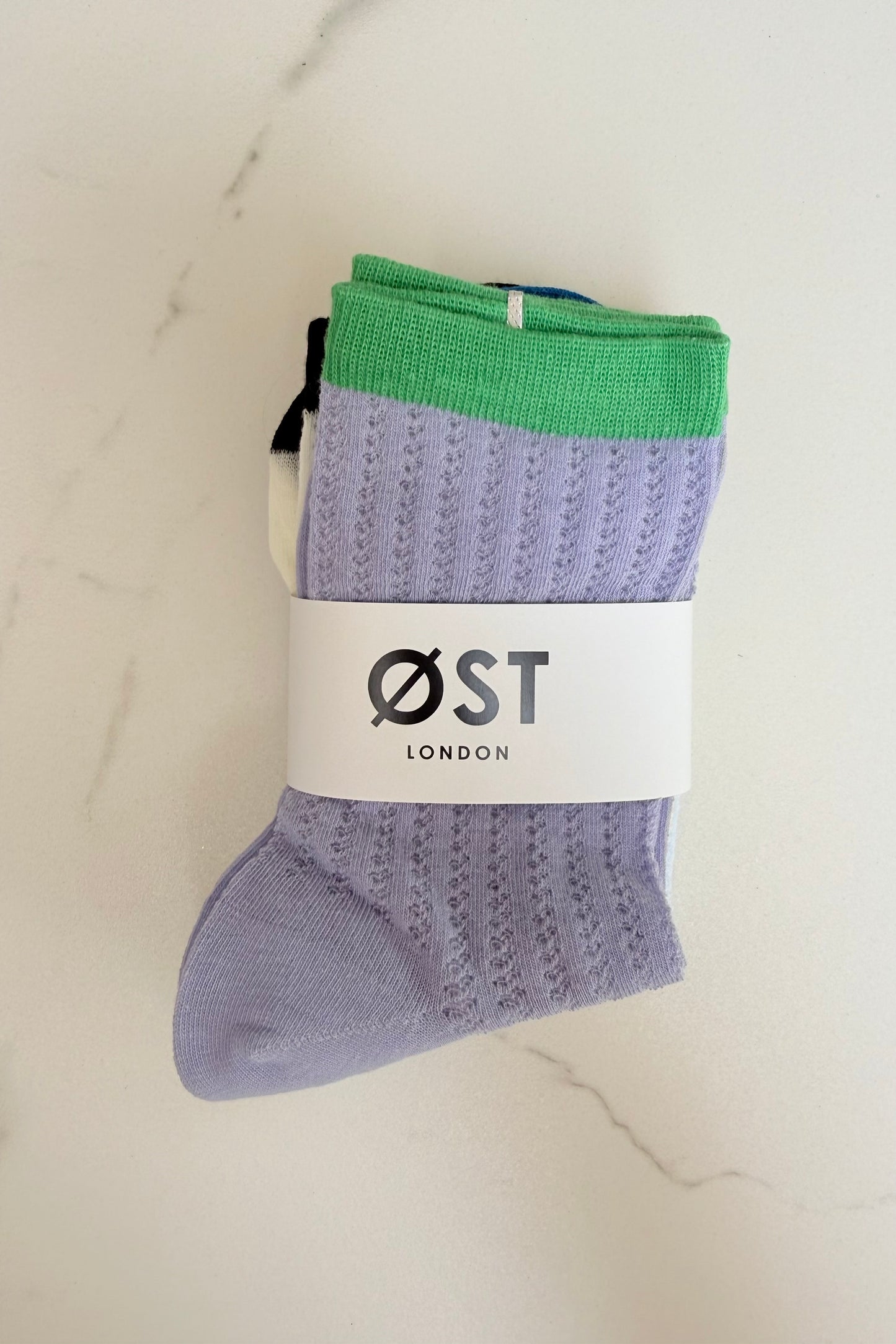 Karoline Cotton Socks -Lilac/Blue/White