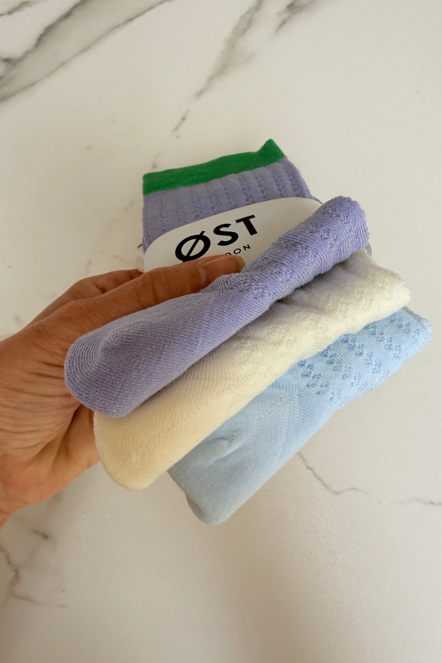 Karoline Cotton Socks -Lilac/Blue/White