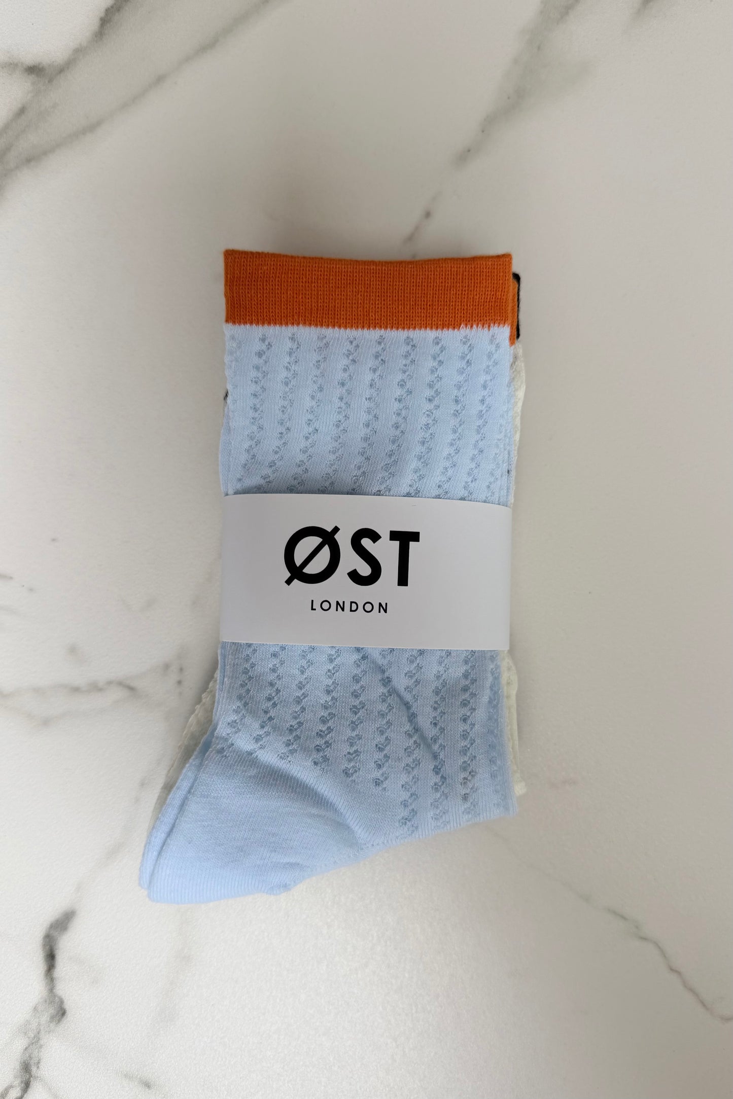 Karoline Cotton Socks-Blue/Black/White