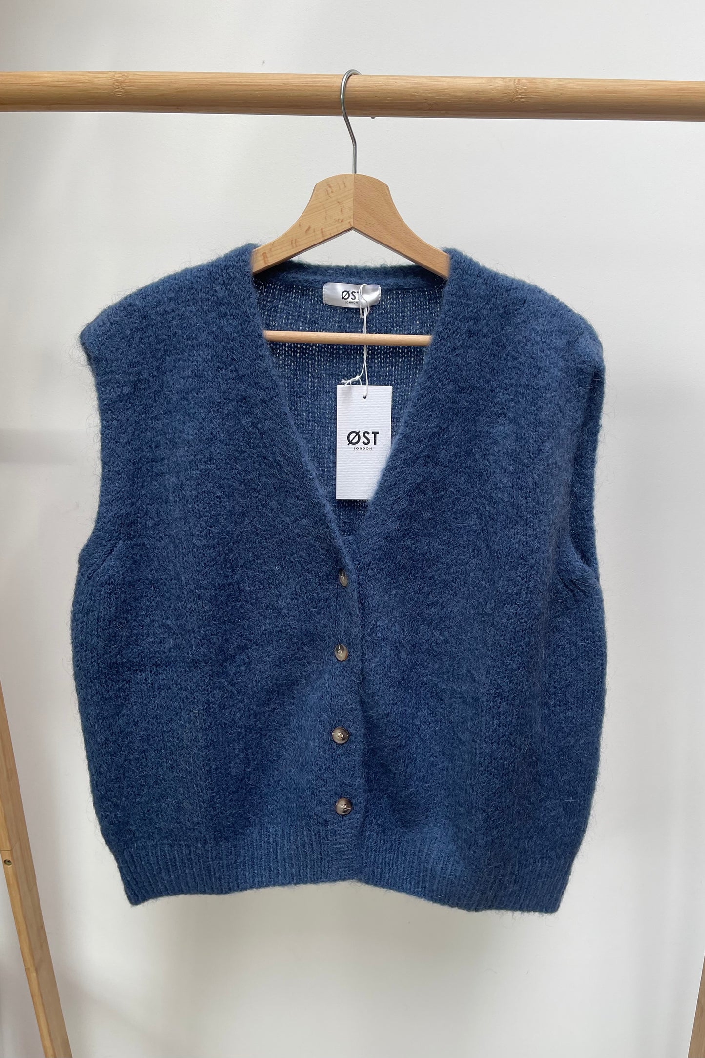 Mohair waistcoat with buttons Denim Blue