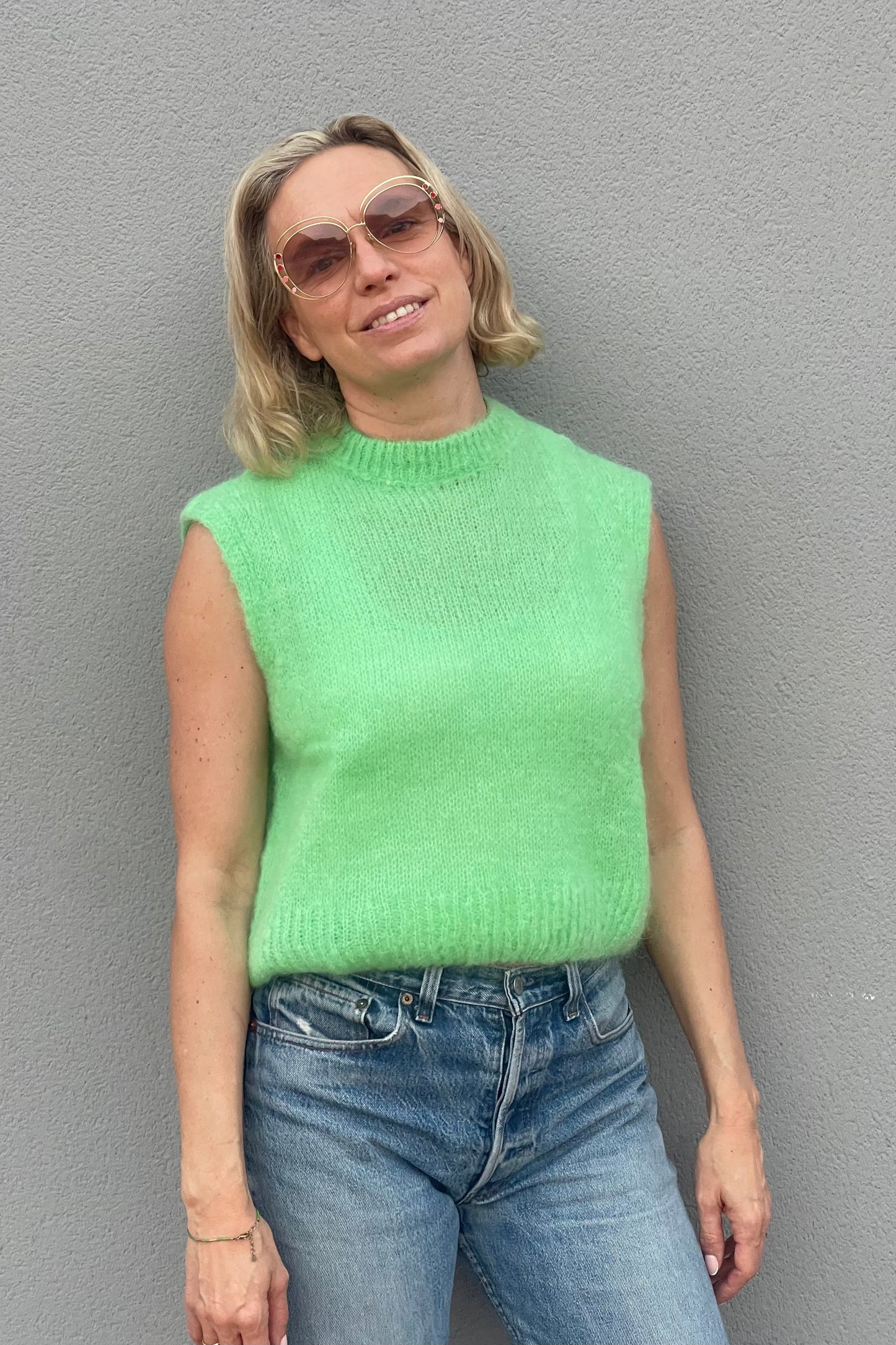 Monika Cropped Mohair Vest -Fresh Mint - Øst London