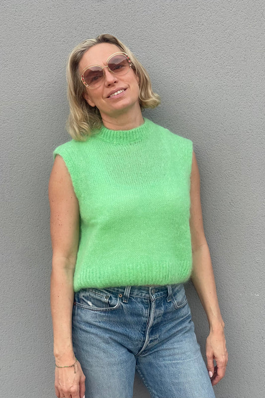 Monika Cropped Mohair Vest -Fresh Mint - Øst London