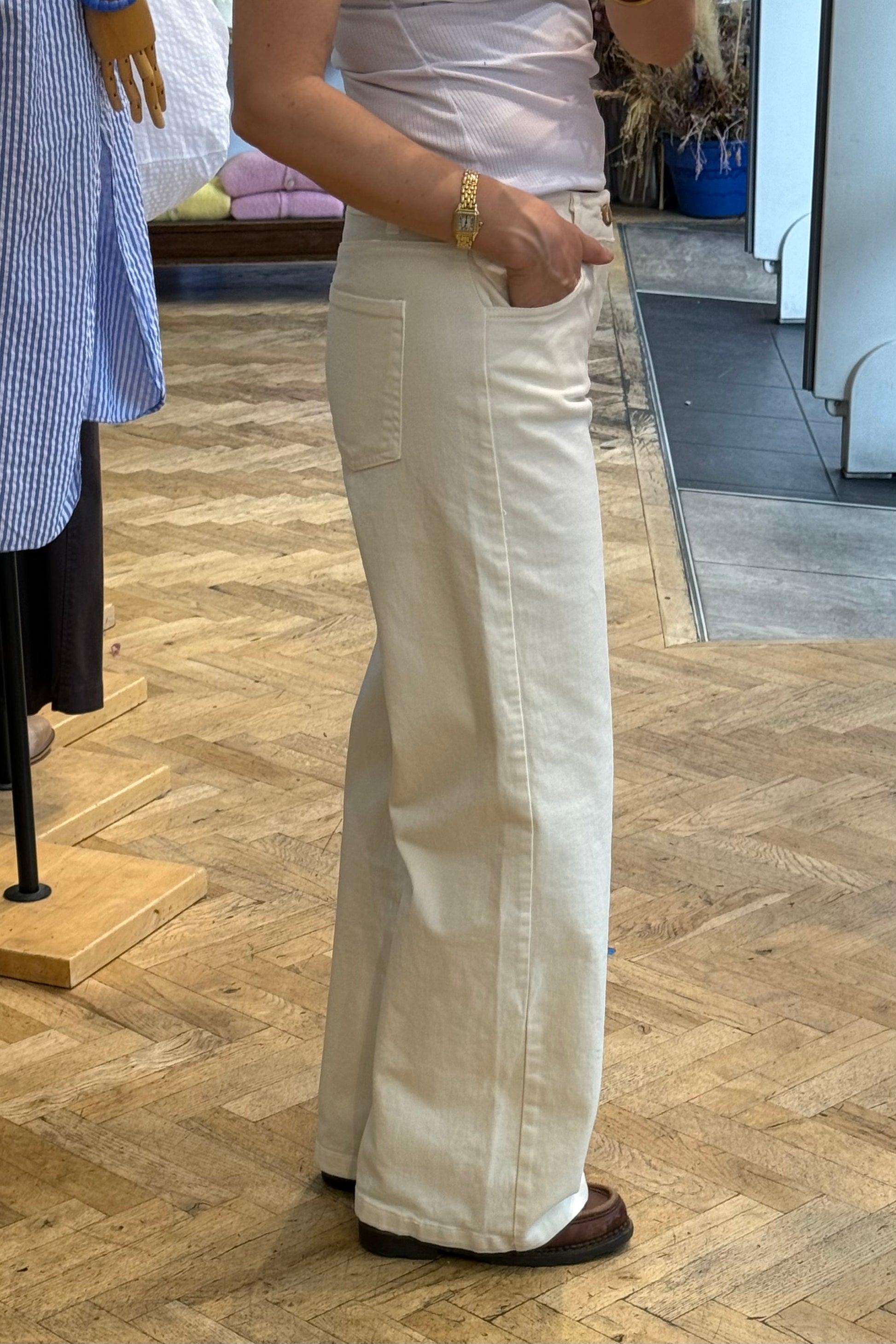 Louise Classic Wide Leg -Off White - Øst London