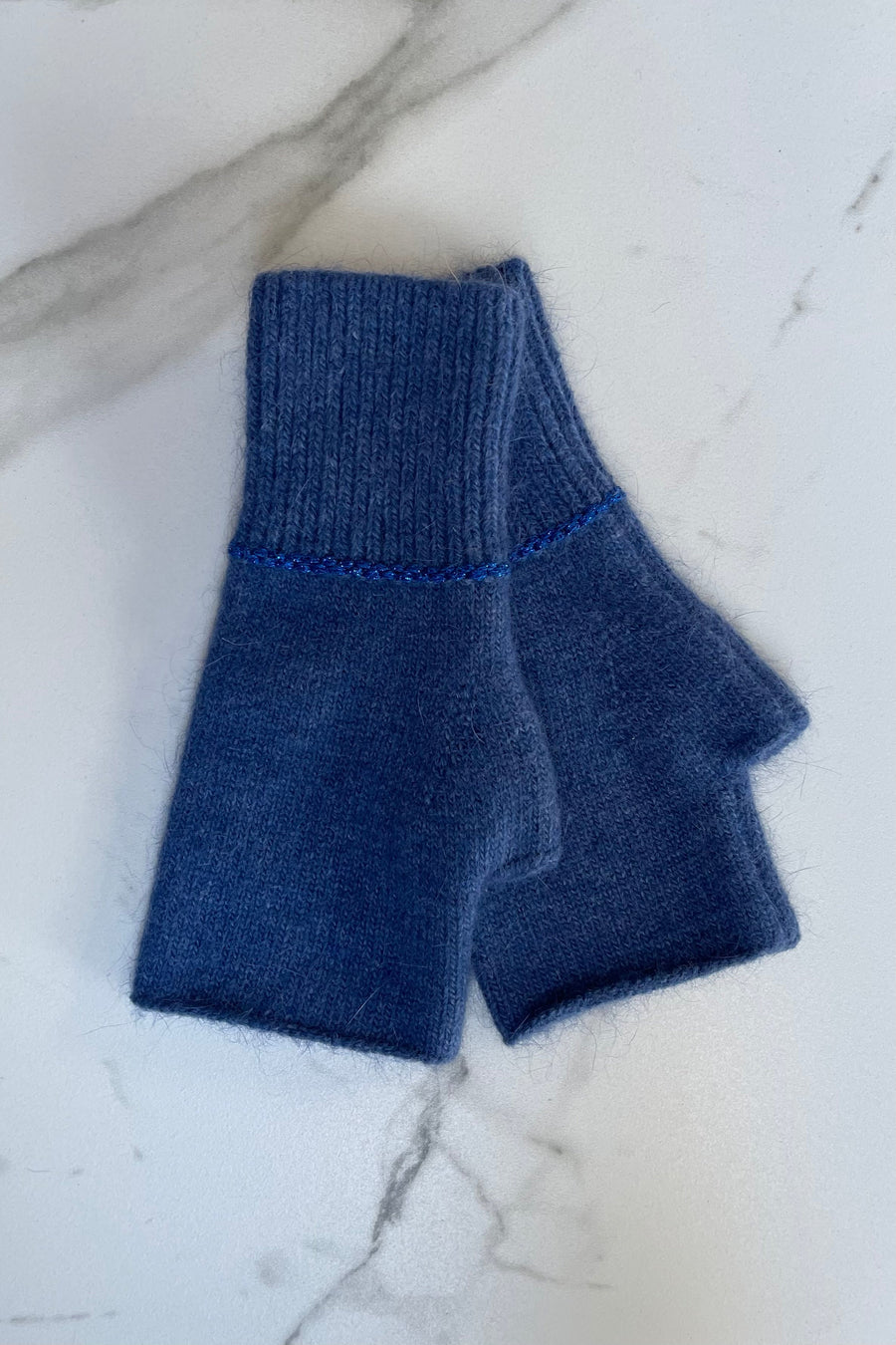 Blue cashmere mittens, fingerless gloves 